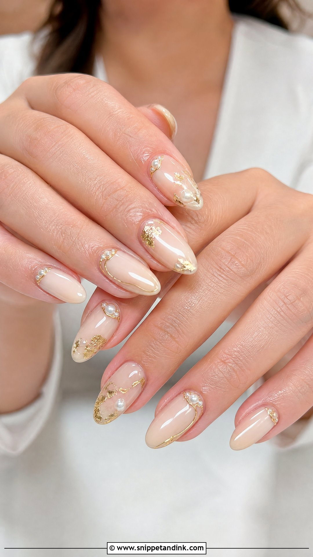 Pearl Gold Wedding Nails - Snippet and Ink - 25 Wedding Nails with Pearls