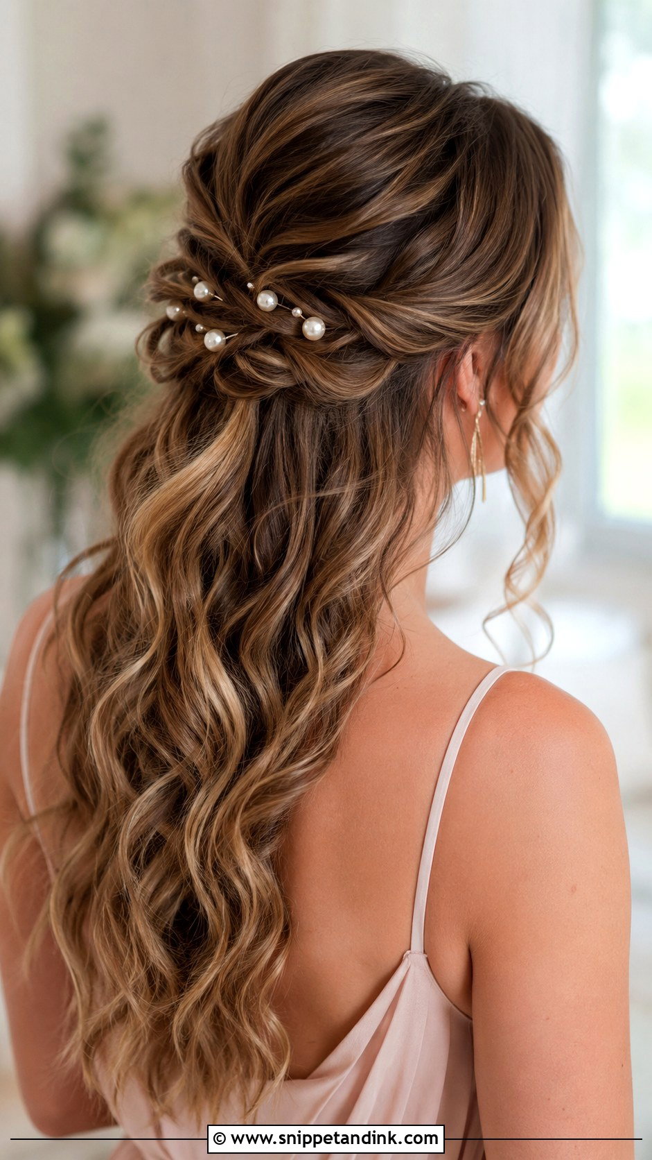Pearl Hair Pin Bridesmaid Hairstyle - Snippet and Ink - 30 Hairstyles for Weddings Bridesmaid