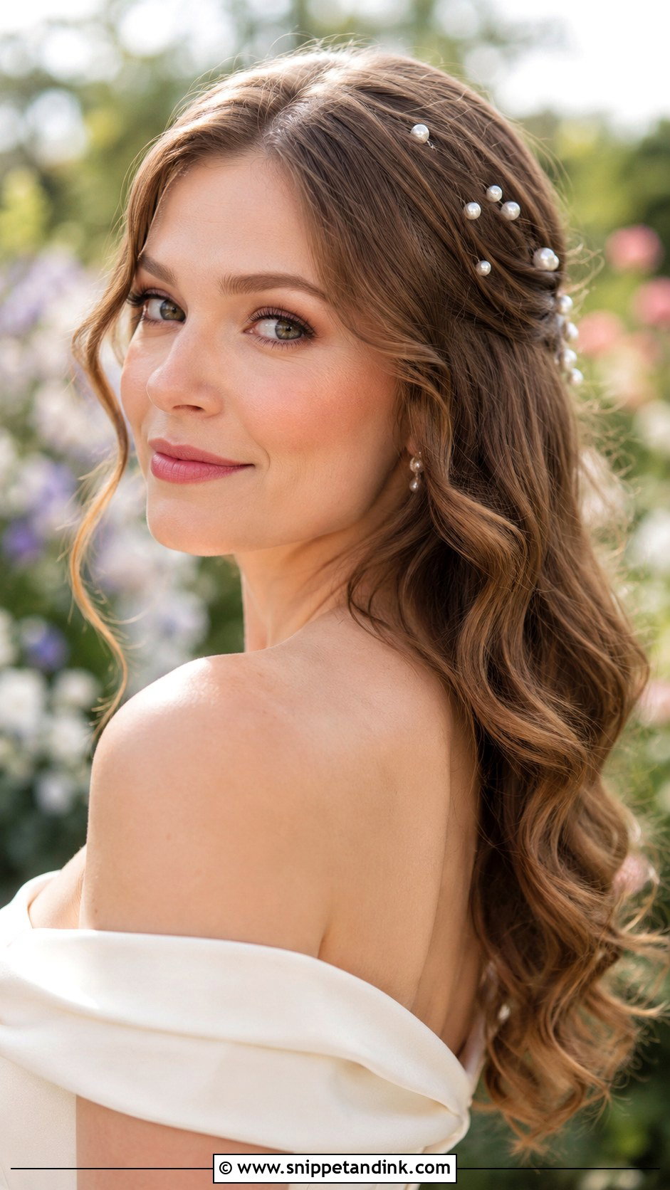 Pearl Hair Pins With Loose Bridal Waves - Snippet and Ink - 20 Bridal Hair Pin Ideas