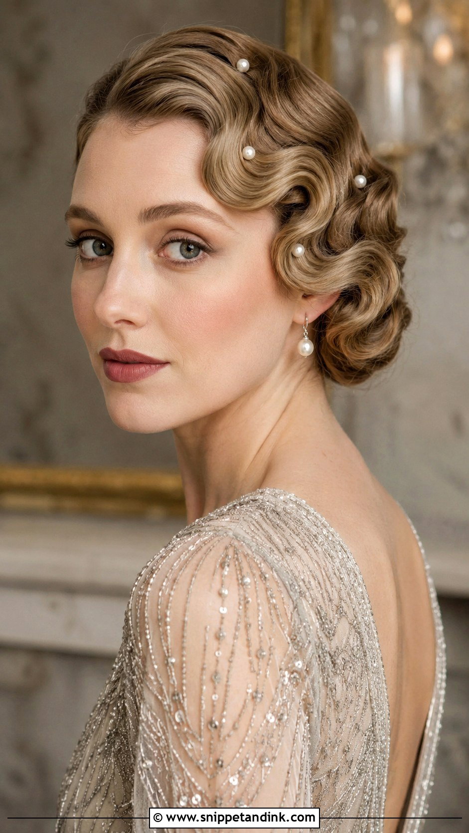 Pearl Hair Pins With Vintage Finger Waves - Snippet and Ink - 20 Bridal Hair Pin Ideas