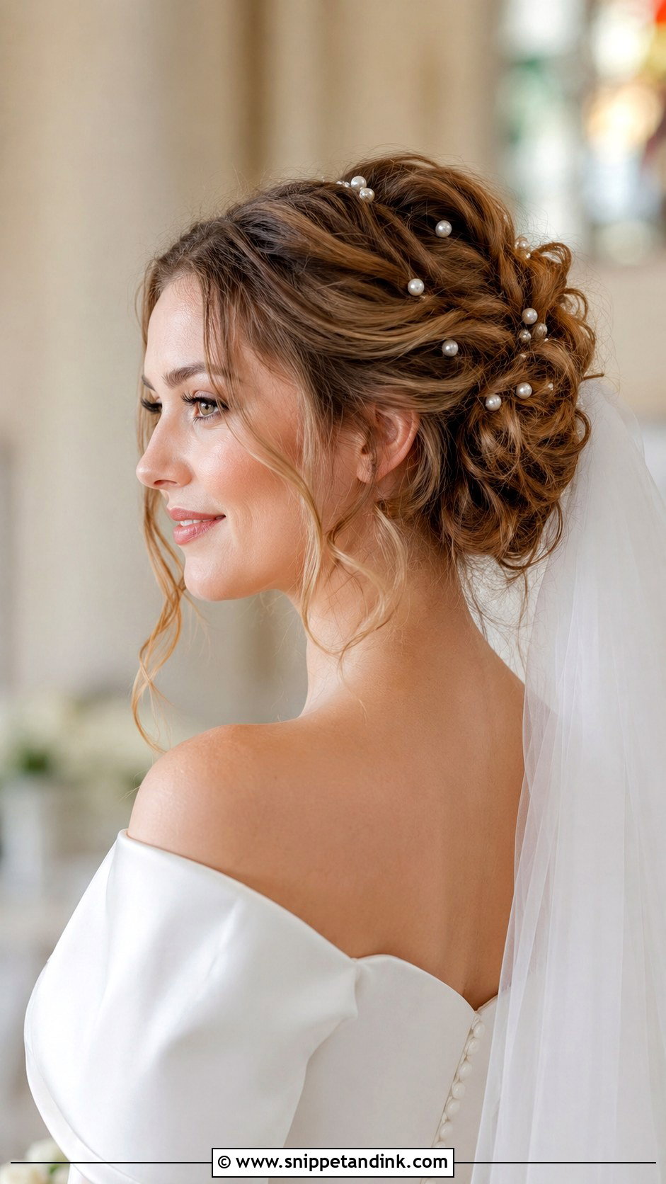 Pearl Hair Pins With a Romantic Updo - Snippet and Ink - 20 Bridal Hair Pin Ideas