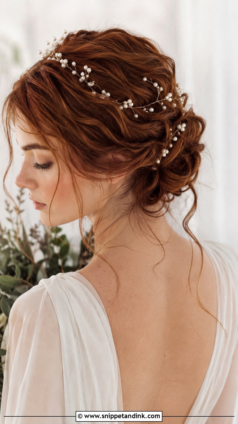 Pearl Hair Vine Updo - Snippet and Ink - 20 Pearl Bridal Hair Ideas
