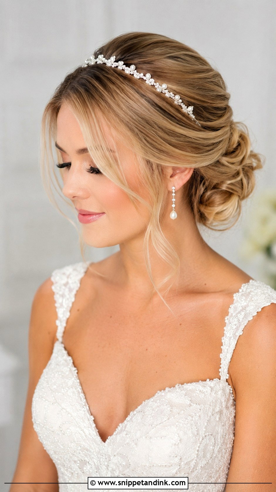 Pearl Hairband Wedding Updo - Snippet and Ink - 15 Hairband Wedding Hairstyles