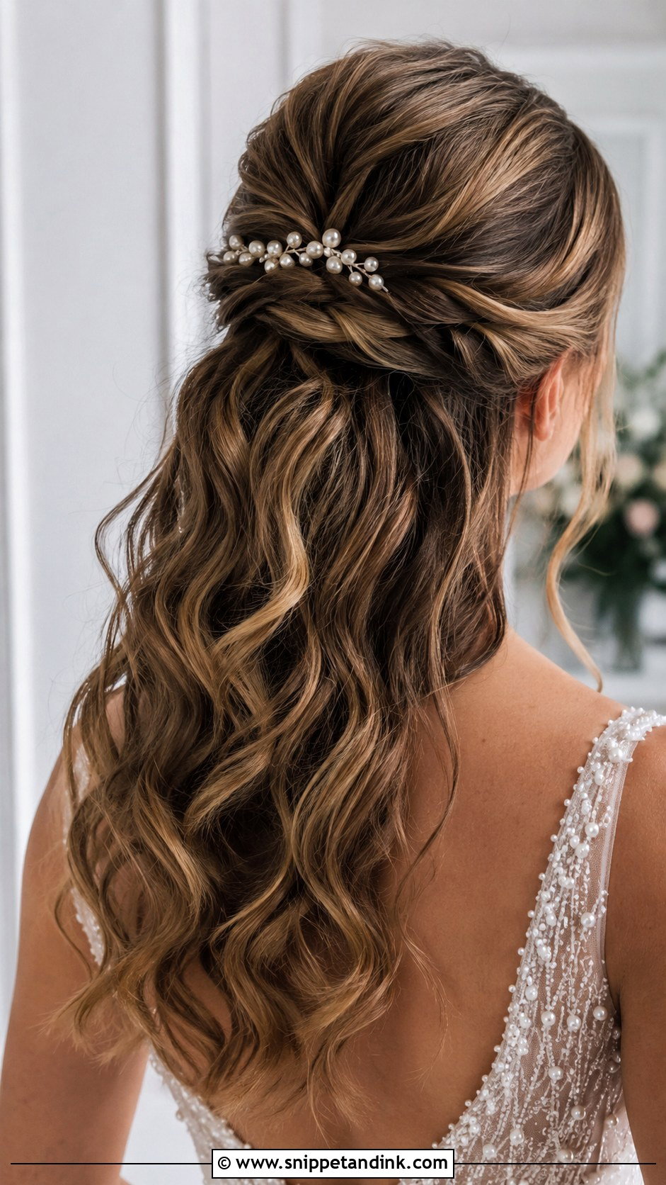 Pearl Half Up Half Down Wedding Hair - Snippet and Ink - 25 Bridal Hair with Pearls Ideas