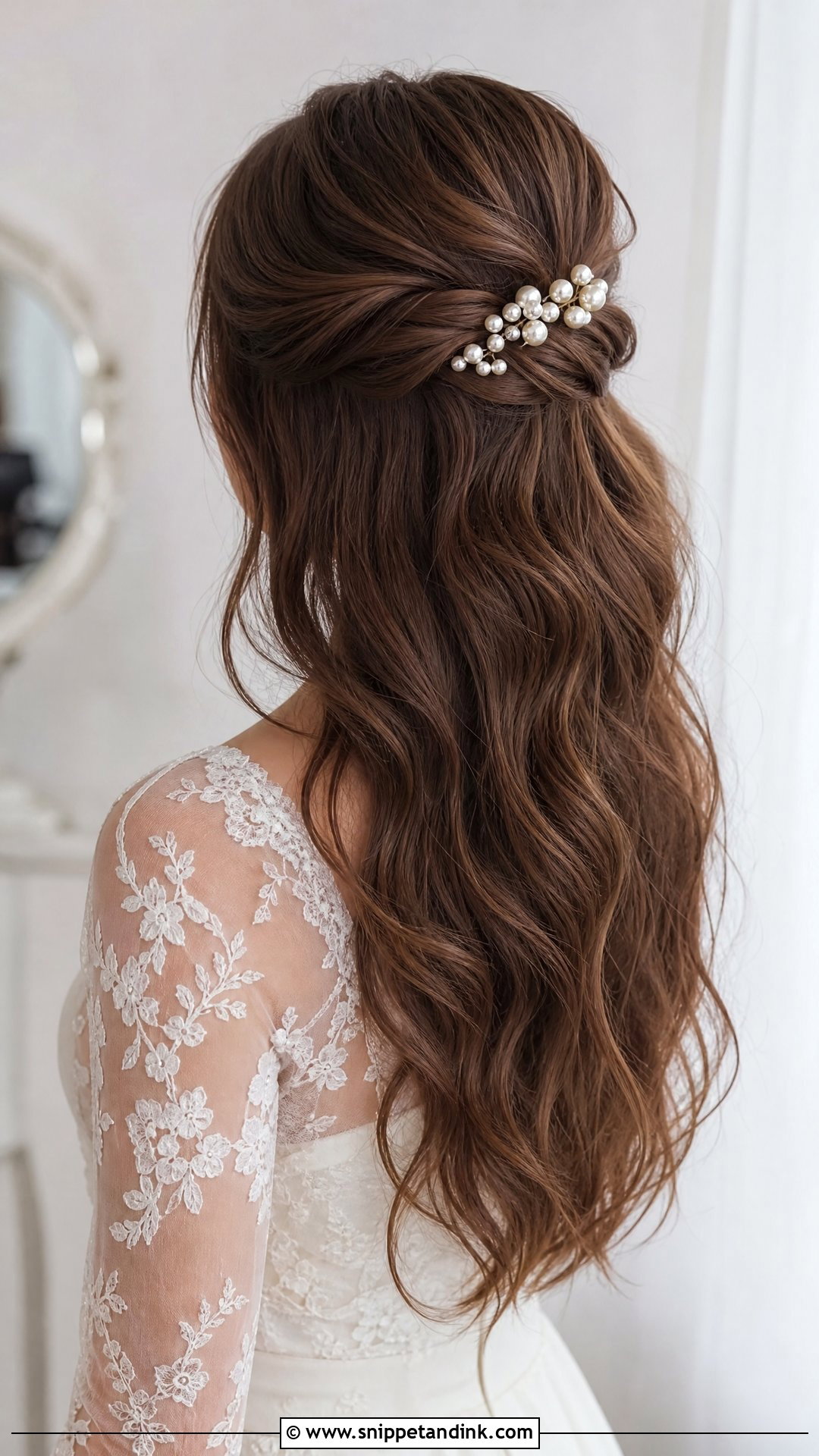 Pearl Half Up Wedding Hairstyle - Snippet and Ink - 20 Wedding Hairstyles Pearls