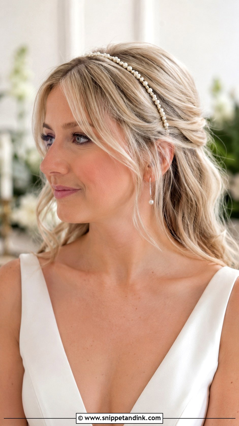Pearl Headband Wedding Hair For Thin Hair - Snippet and Ink - 15 Wedding Hair Styles for Thinner Hair
