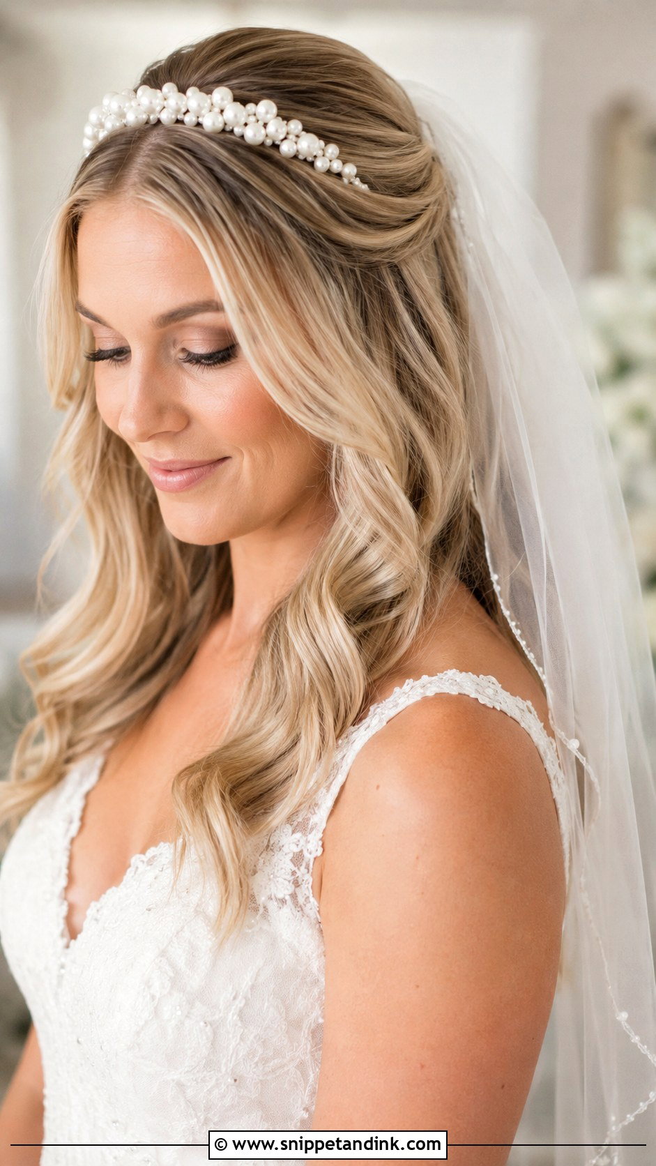 Pearl Headband Wedding Hair With Veil - Snippet and Ink - 15 Pearl Headband Wedding Hair Ideas