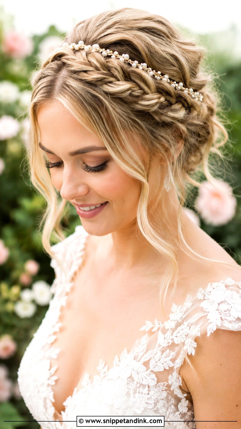Pearl Headband With Braided Crown - Snippet and Ink - 25 Wedding Hair with Headband Ideas