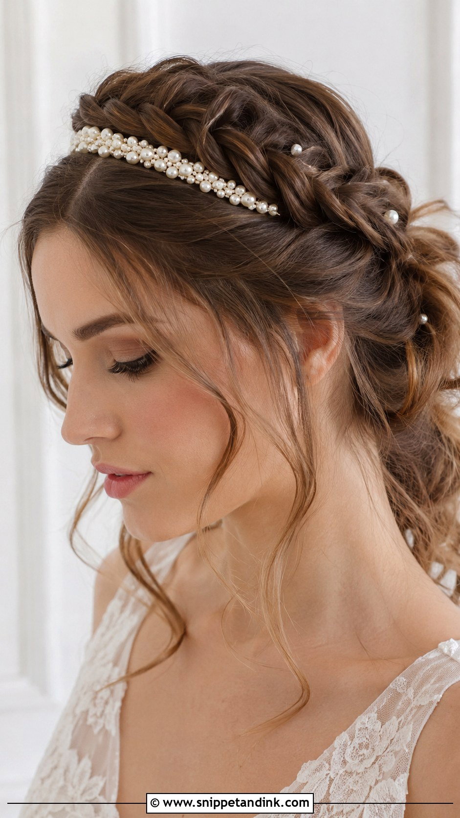 Pearl Headband With Braided Crown - Snippet and Ink - 20 Wedding Hair Headband Ideas