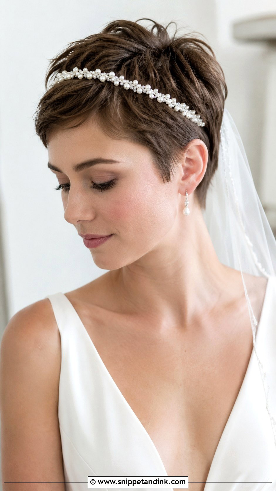 Pearl Headband With Pixie Cut - Snippet and Ink - 25 Wedding Hair with Headband Ideas