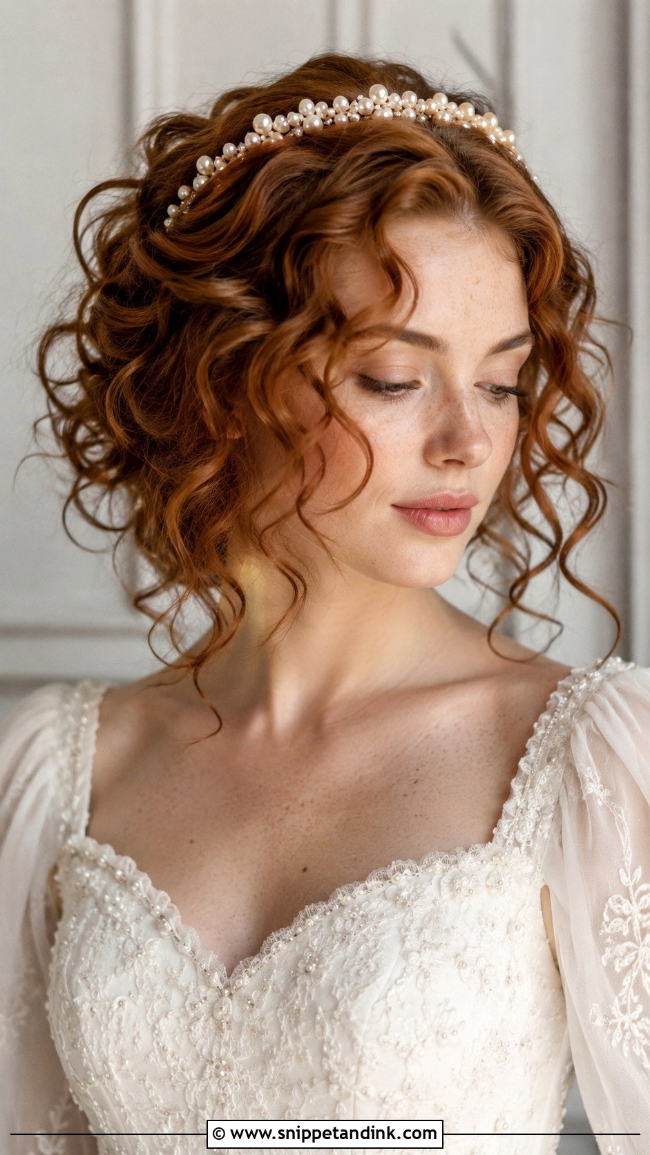 Pearl Headband With Soft Curls - Snippet and Ink - 20 Pearl Wedding Hair Ideas