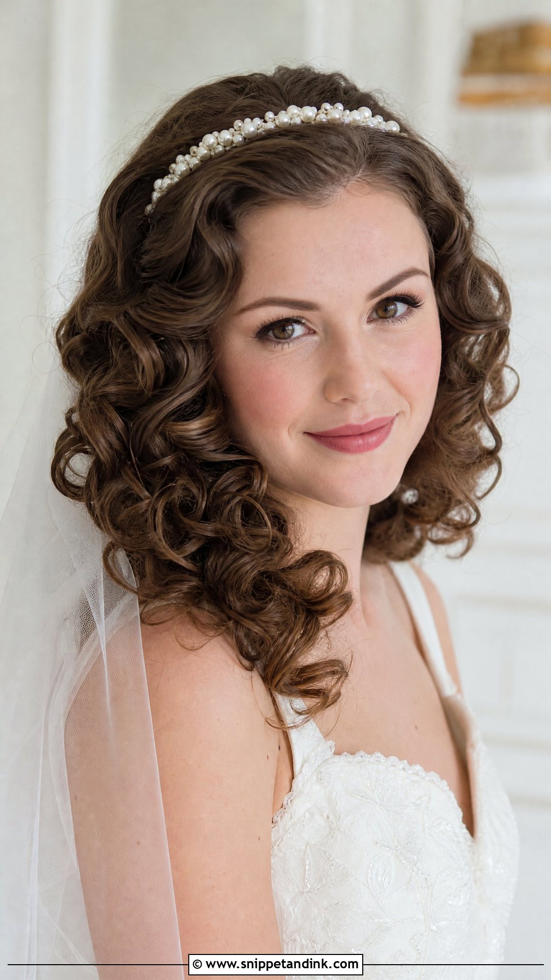 Pearl Headband with Soft Curls - Snippet and Ink - 20 Pearls in Hair Wedding Ideas