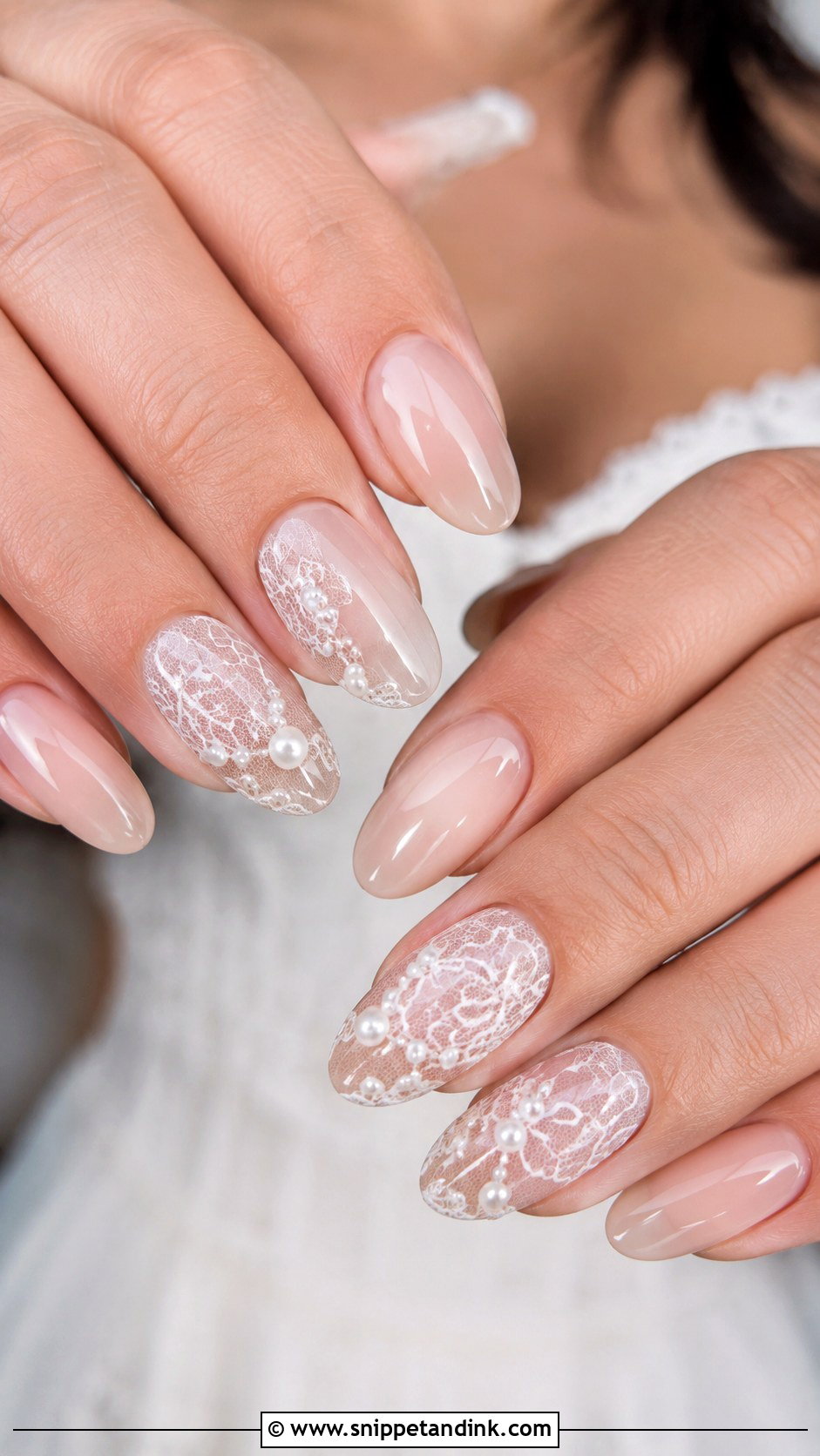 Pearl Lace Bridal Nails - Snippet and Ink - 20 Pearl Bridal Nails