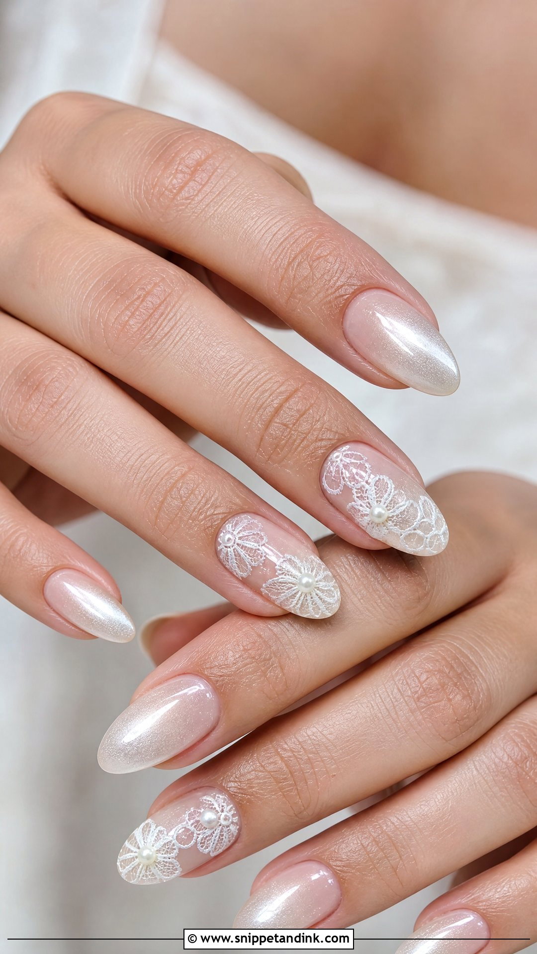 Pearl Lace Wedding Nails - Snippet and Ink - 25 Pearl Wedding Nails