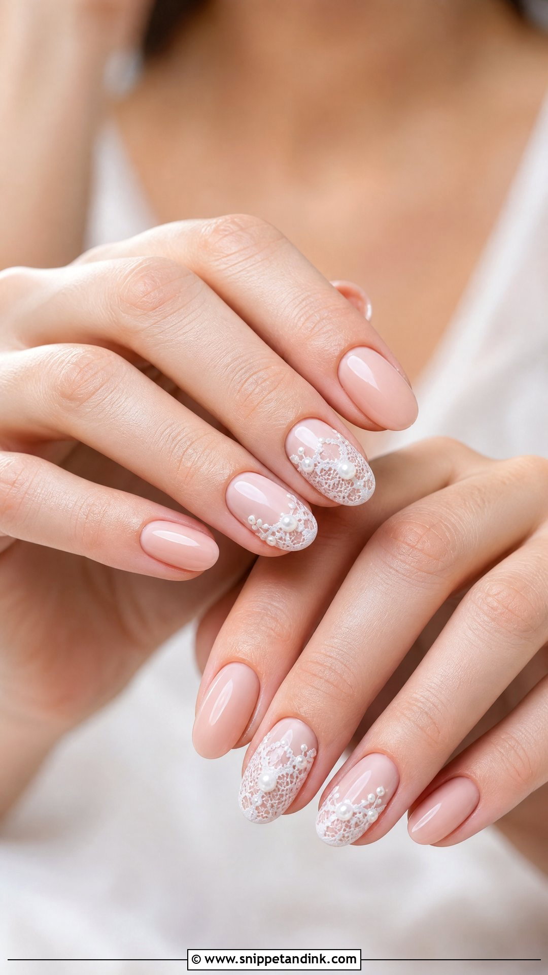 Pearl Lace Wedding Nails - Snippet and Ink - 25 Wedding Nails with Pearls