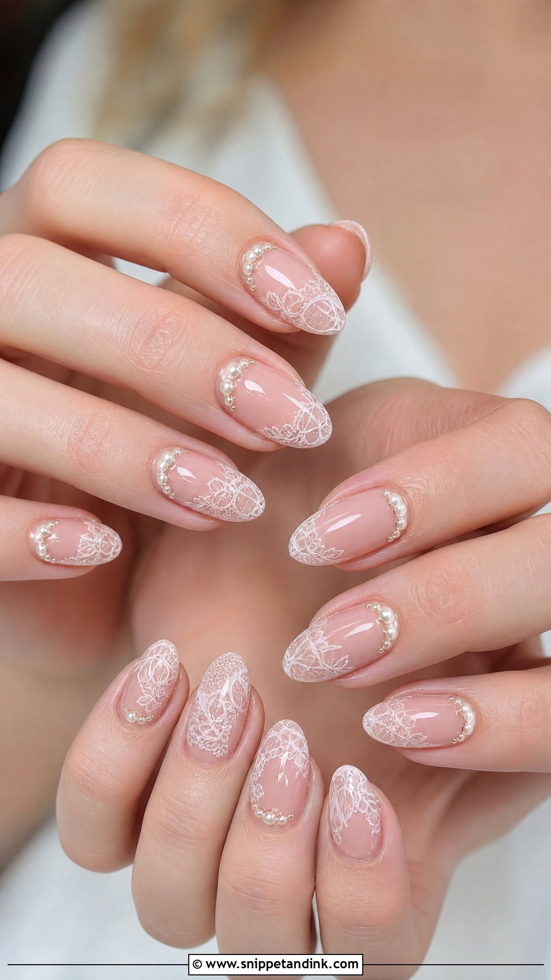 Pearl Lace Wedding Nails - Snippet and Ink - 25 Lace Wedding Nails