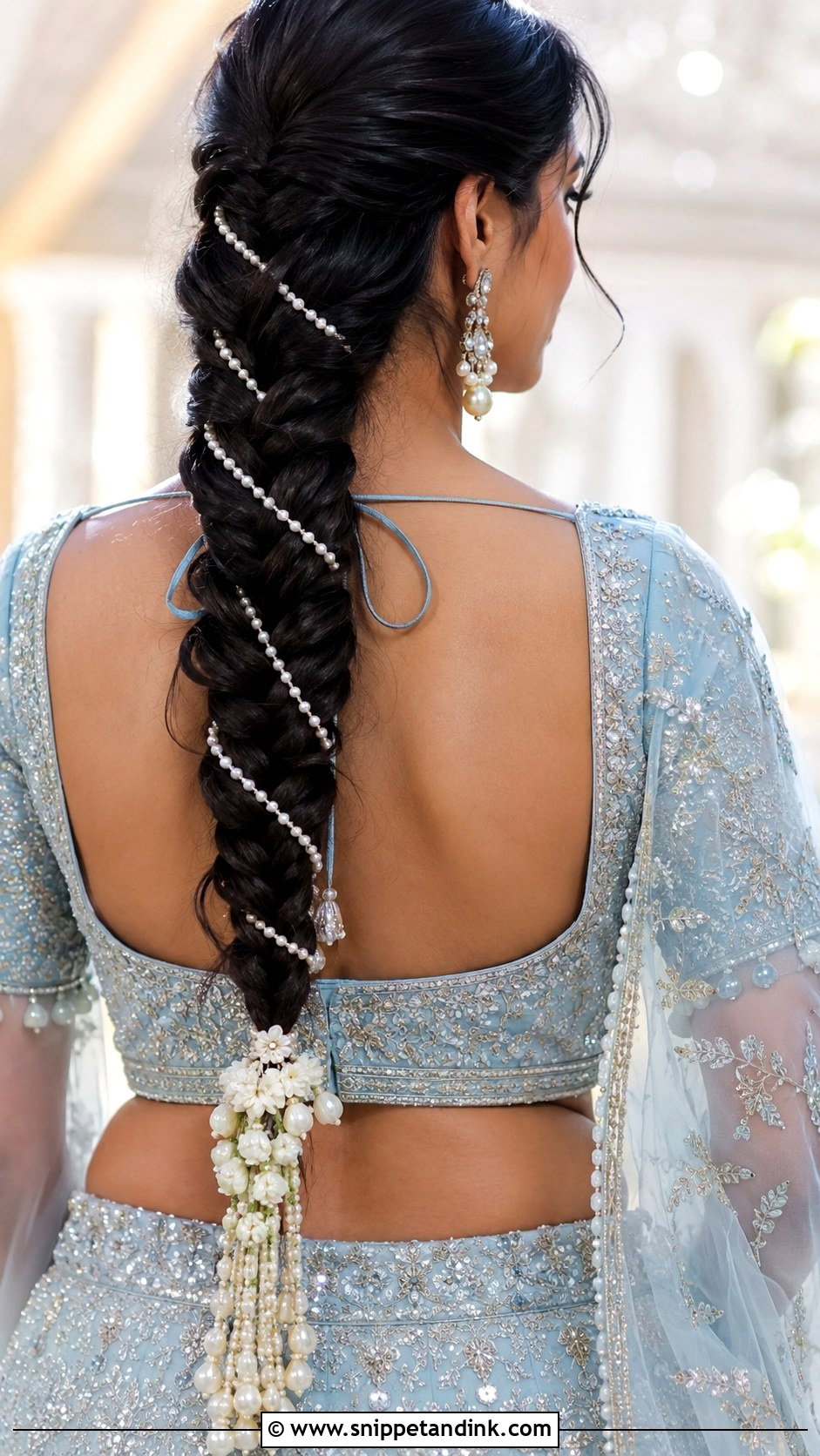 Pearl Lined Braid - Snippet and Ink - 20 Latest Indian Wedding Bridal Hairstyle Ideas