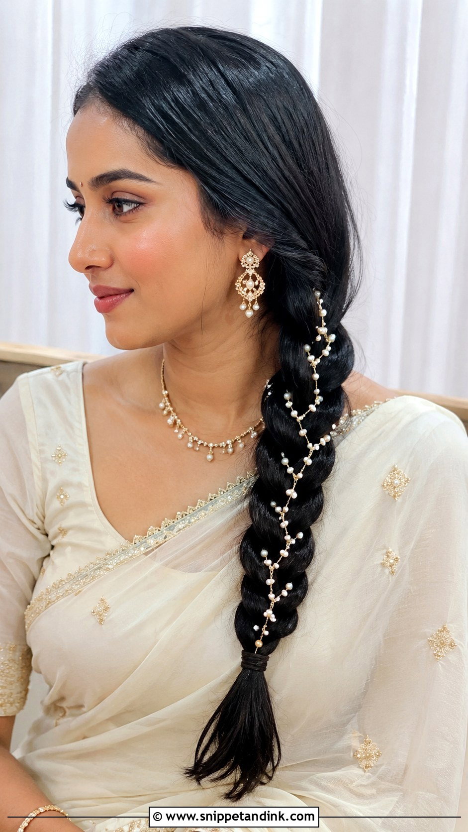 Pearl Lined Braid - Snippet and Ink - 25 Shaadi Hairstyles