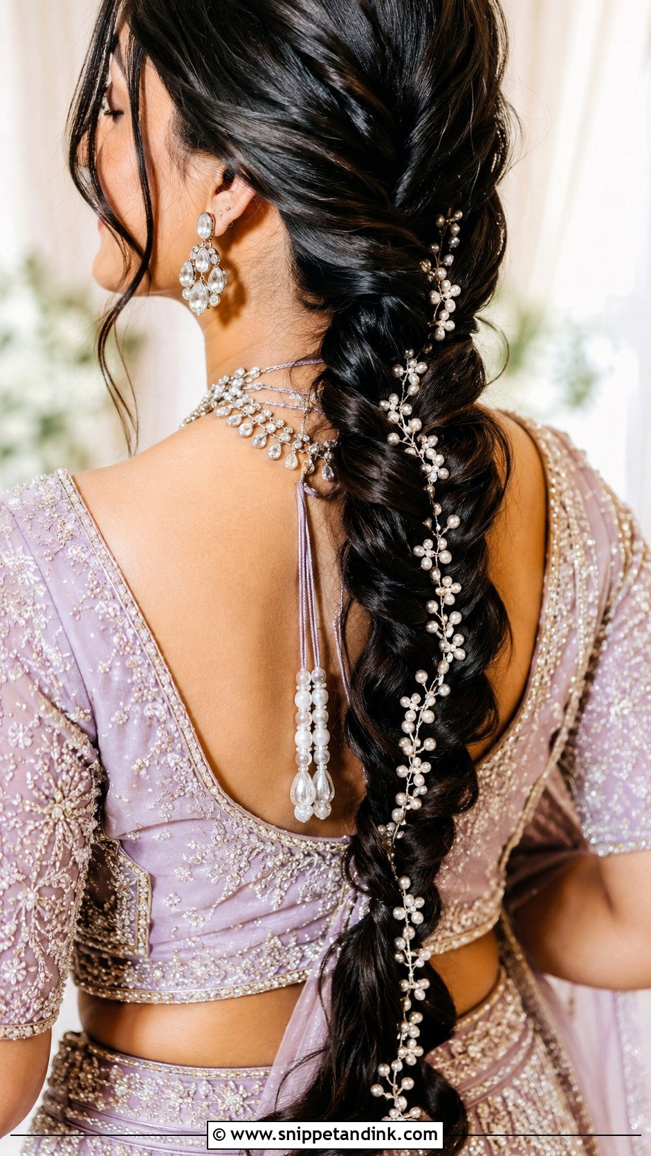 Pearl Lined Braid - Snippet and Ink - 25 Trendy Indian Wedding Hairstyles