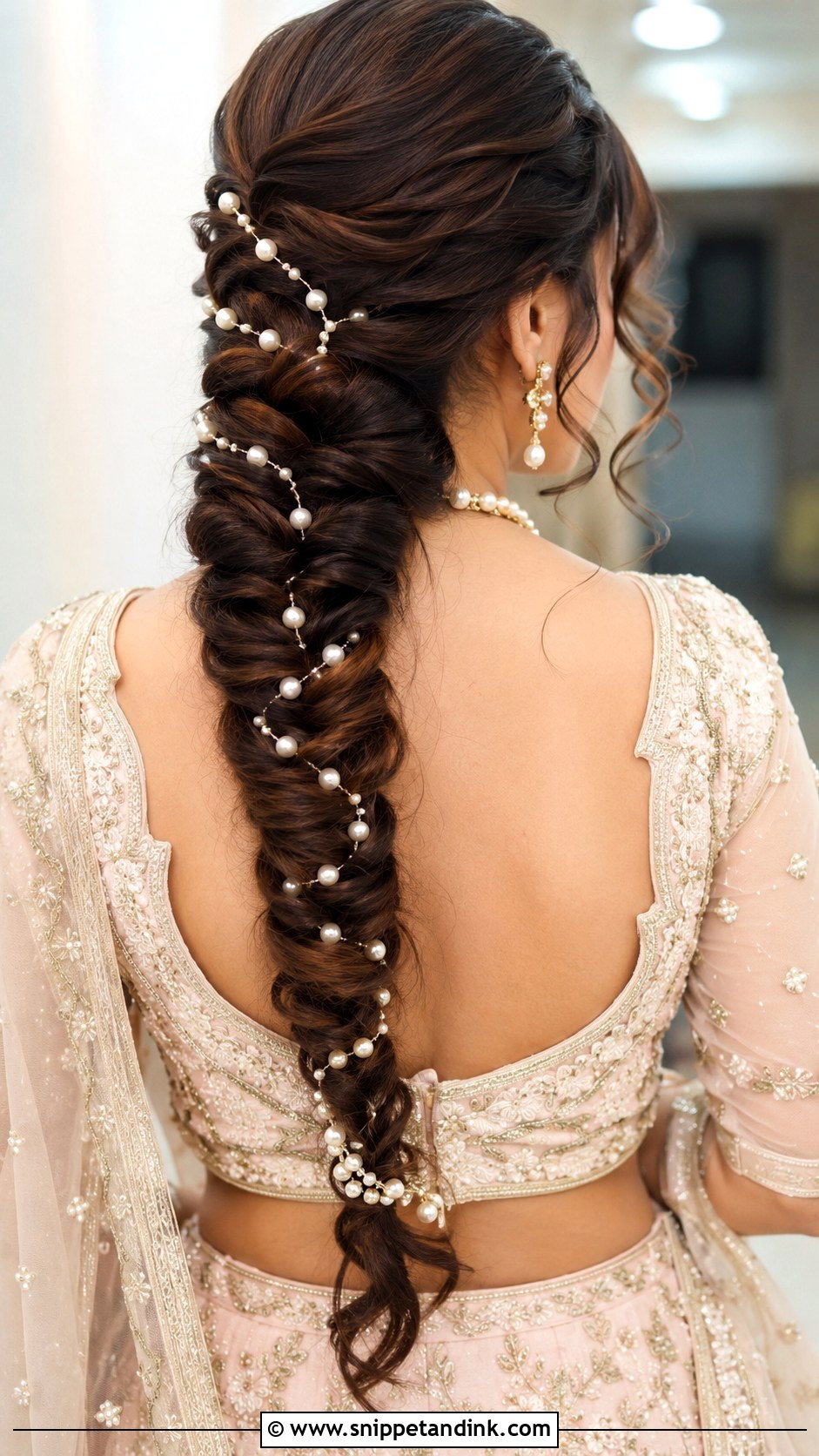 Pearl Lined Braid - Snippet and Ink - 30 Indian Wedding Hairstyles