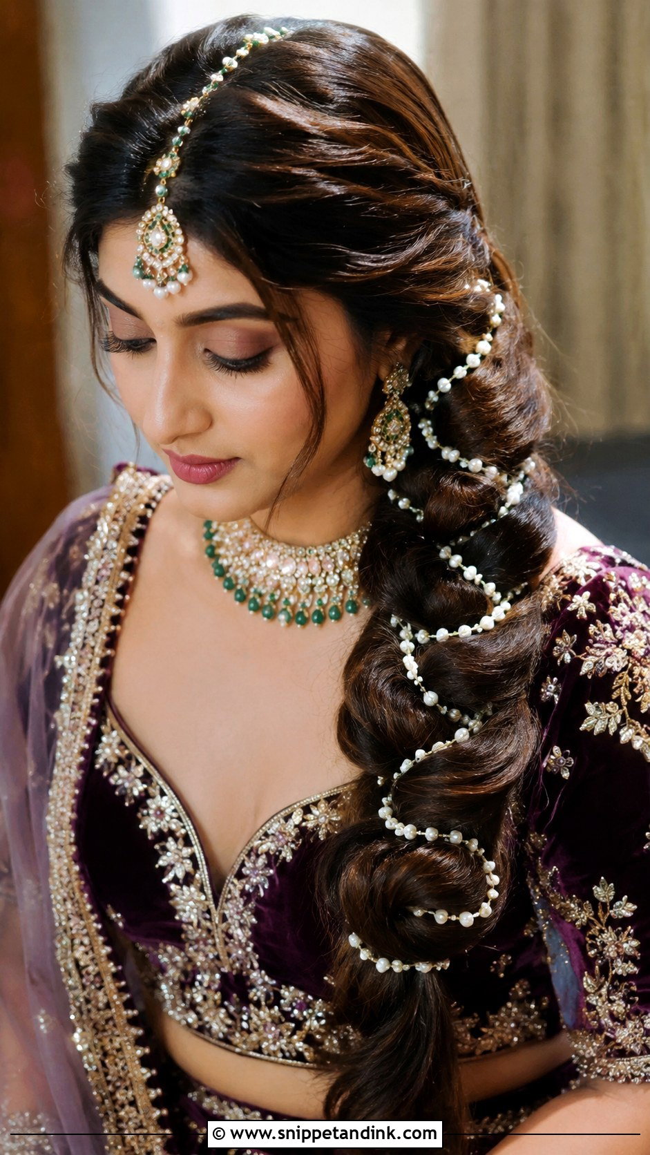 Pearl Lined Braid For Brides - Snippet and Ink - 20 Indian Hair Styles for Weddings