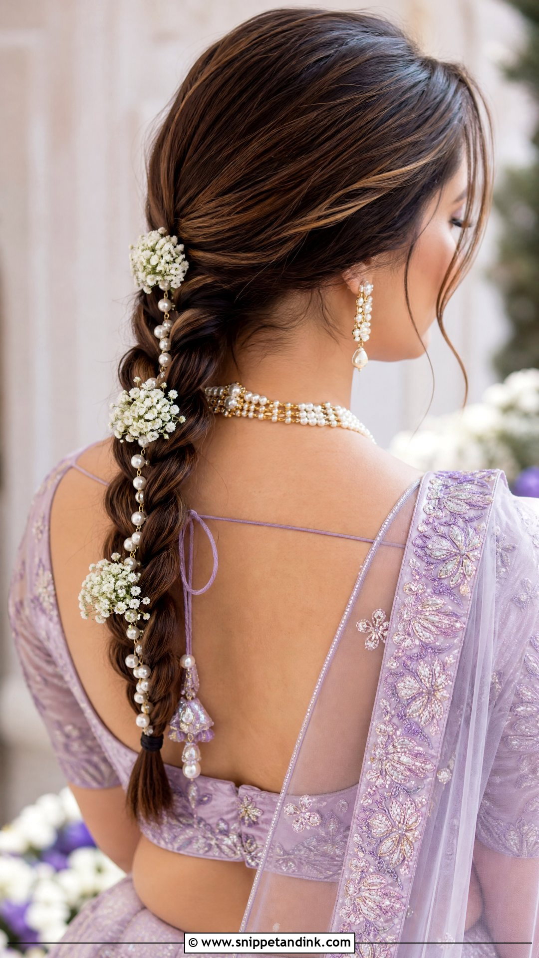 Pearl Lined Braid - Snippet and Ink - 20 Hairstyles for South Indian Wedding