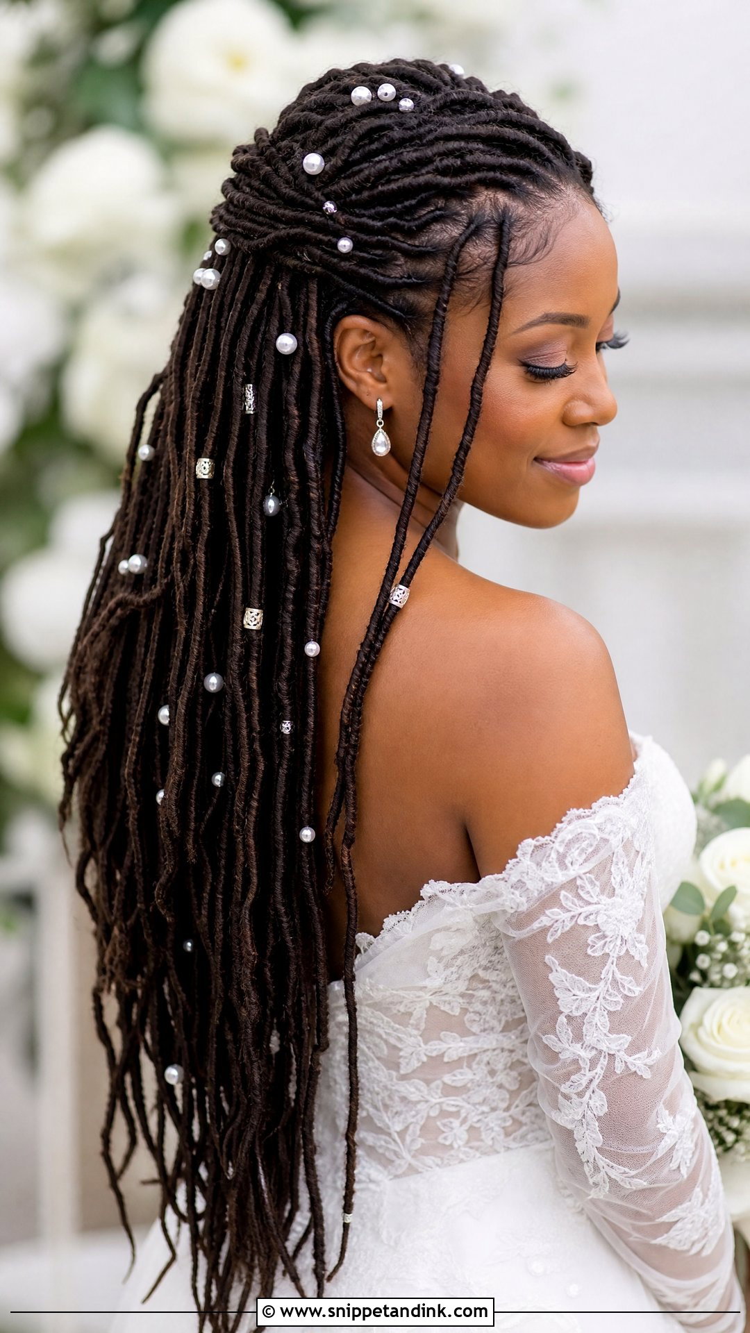 Pearl Locs Wedding Hairstyle - Snippet and Ink - 20 Wedding Hairstyles Pearls