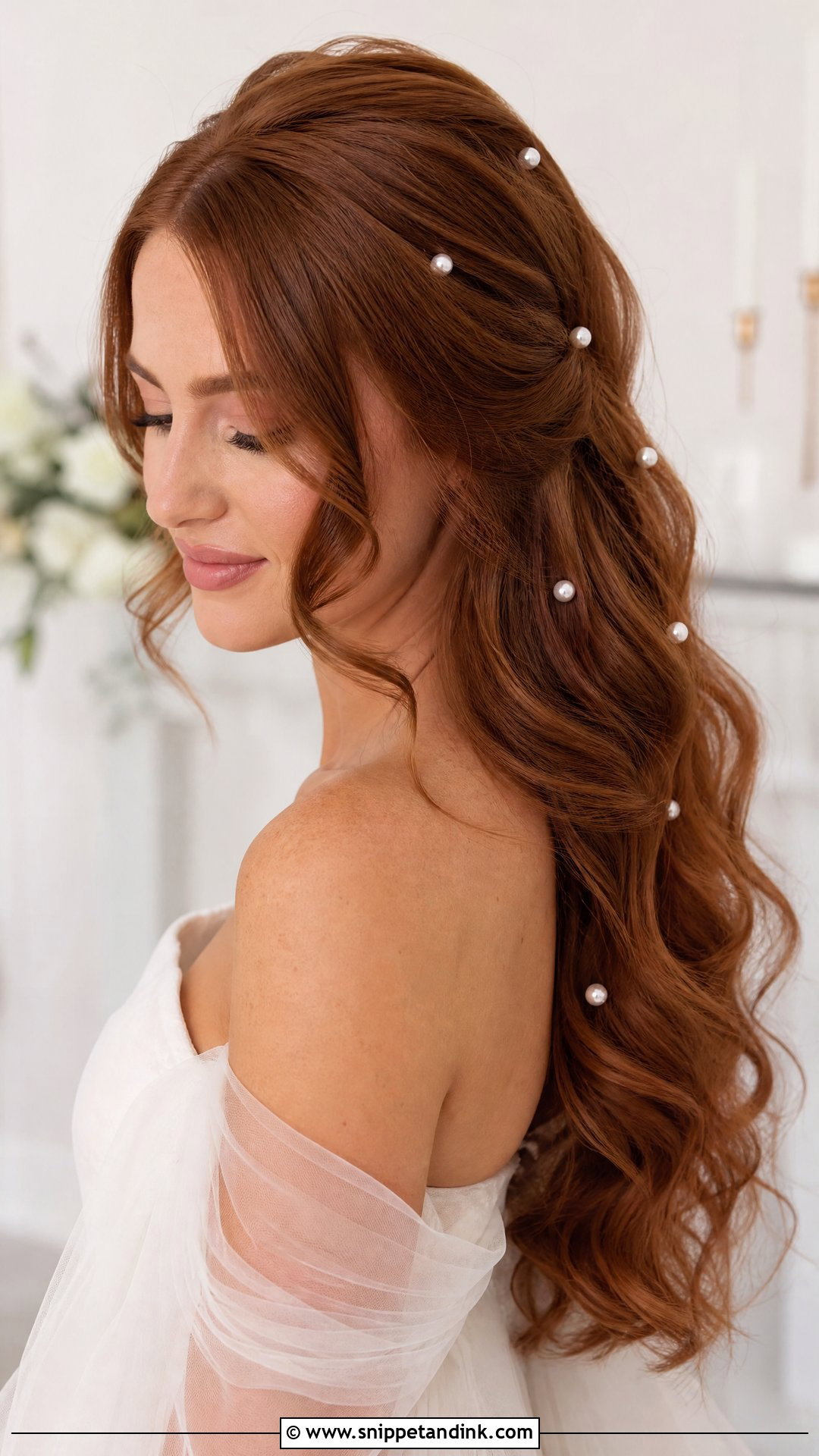 Pearl Loose Waves Wedding Hairstyle - Snippet and Ink - 20 Wedding Hairstyles Pearls
