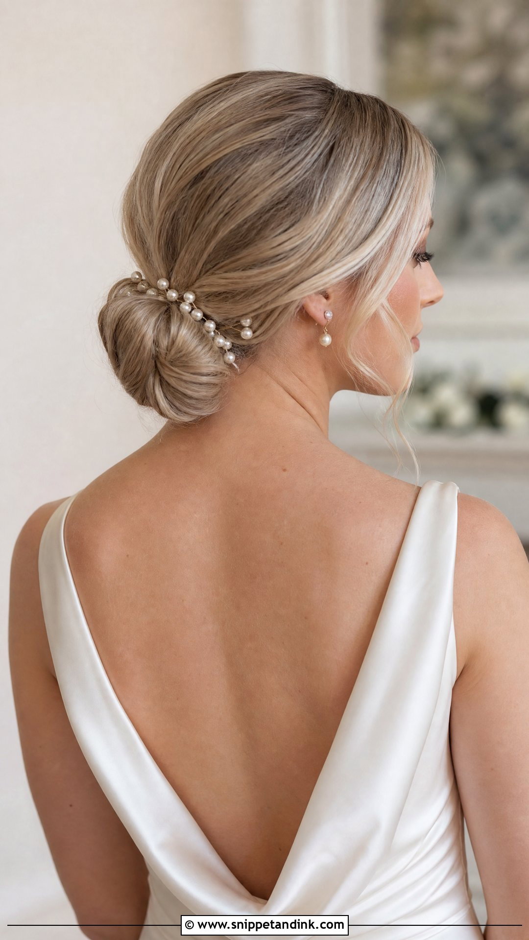 Pearl Low Bun Wedding Hairstyle - Snippet and Ink - 20 Wedding Hairstyles Pearls