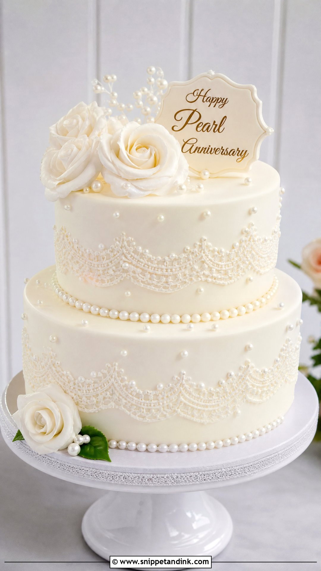 Pearl Marriage Anniversary Cake - Snippet and Ink - 20 Marriage Anniversary Cakes