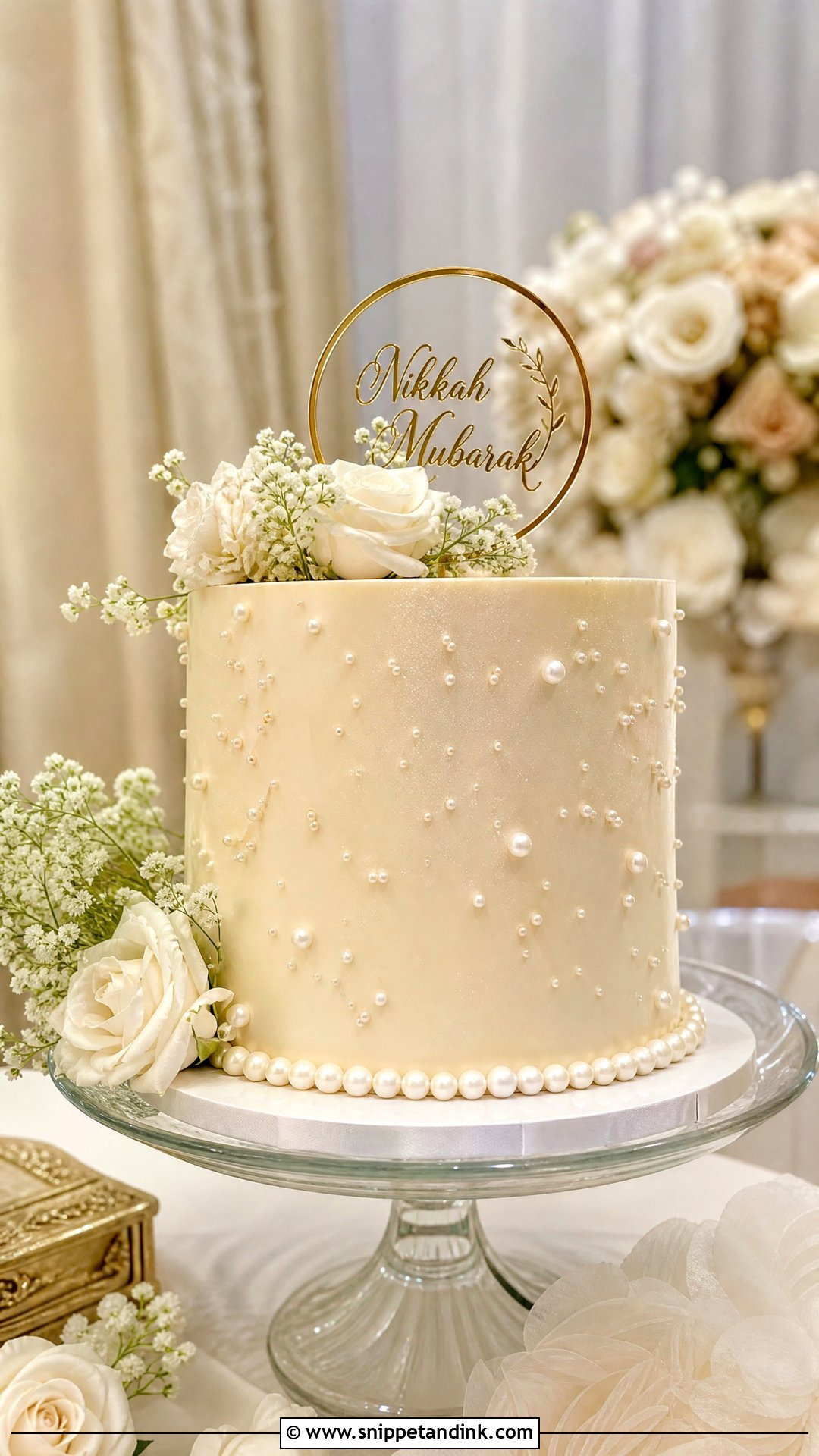 Pearl Nikkah Cake - Snippet and Ink - 25 Nikkah Cake Ideas