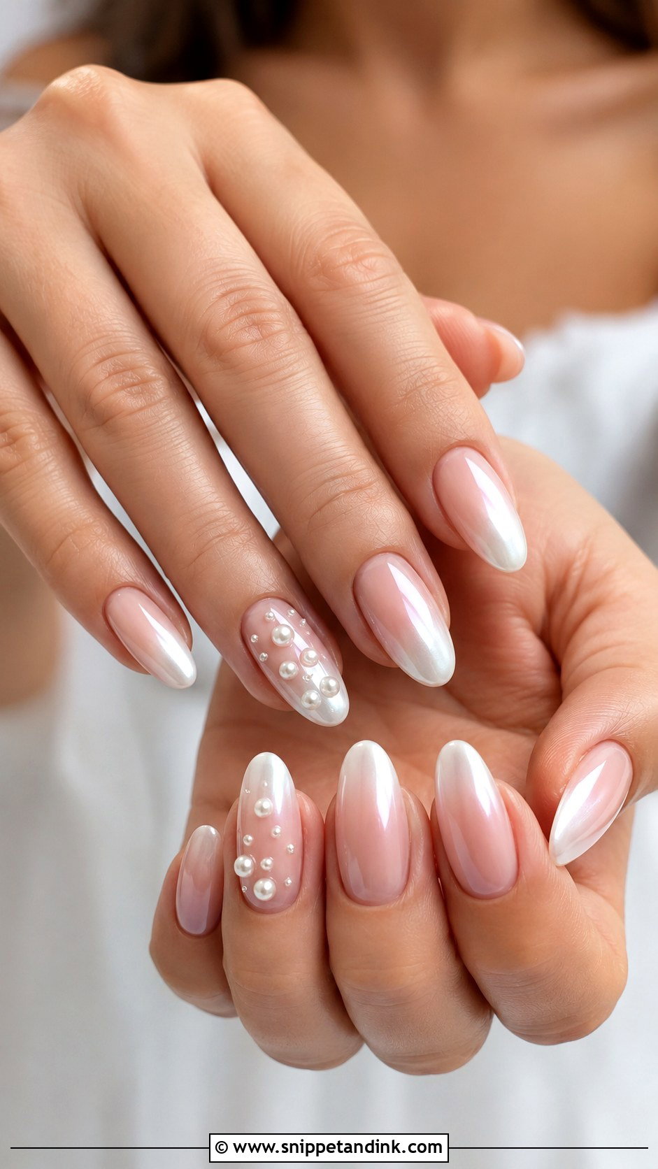 Pearl Ombre Bridal Nails - Snippet and Ink - 20 Pearl Bridal Nails
