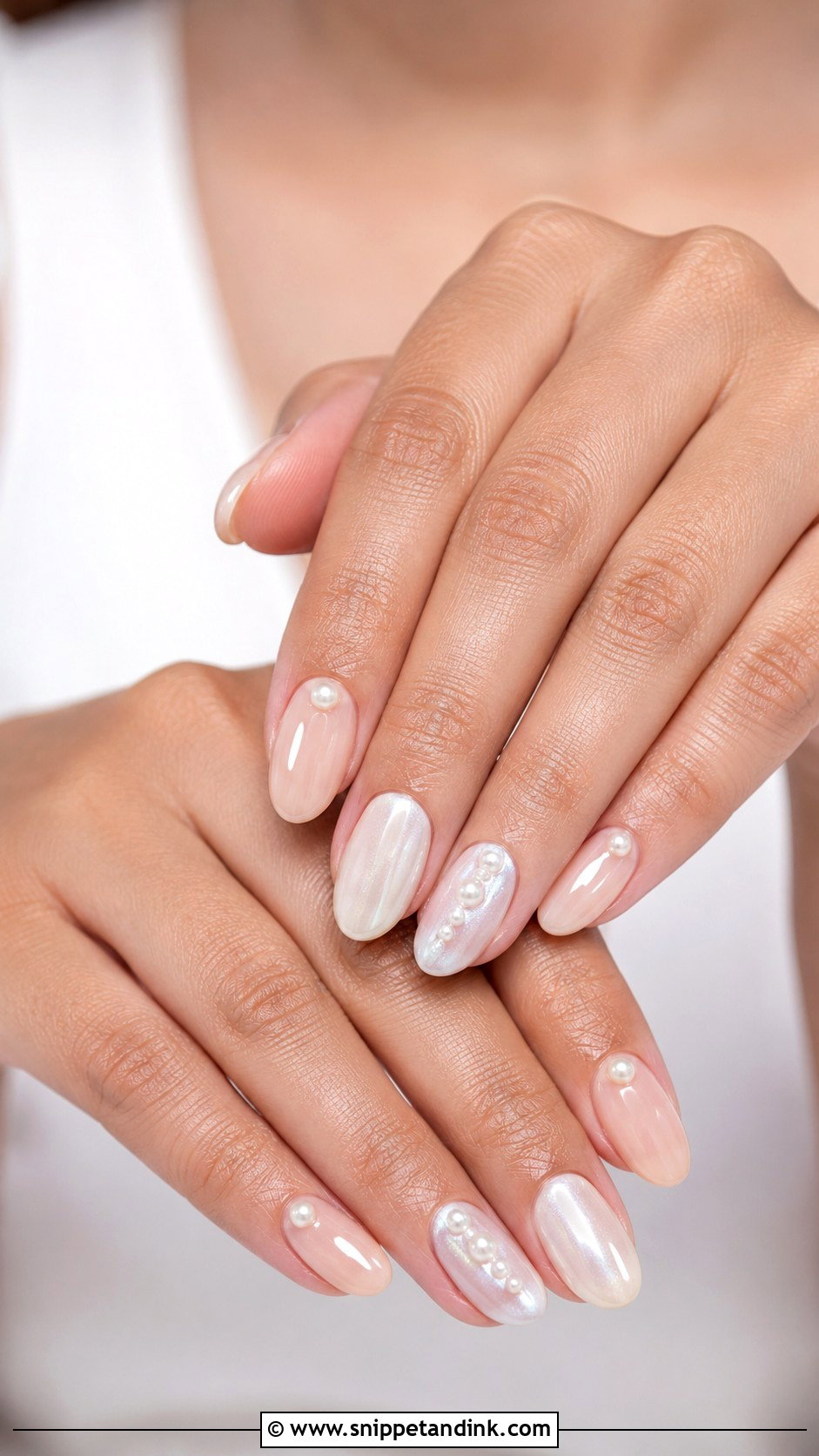 Pearl Oval Bridal Nails - Snippet and Ink - 20 Oval Bridal Nails