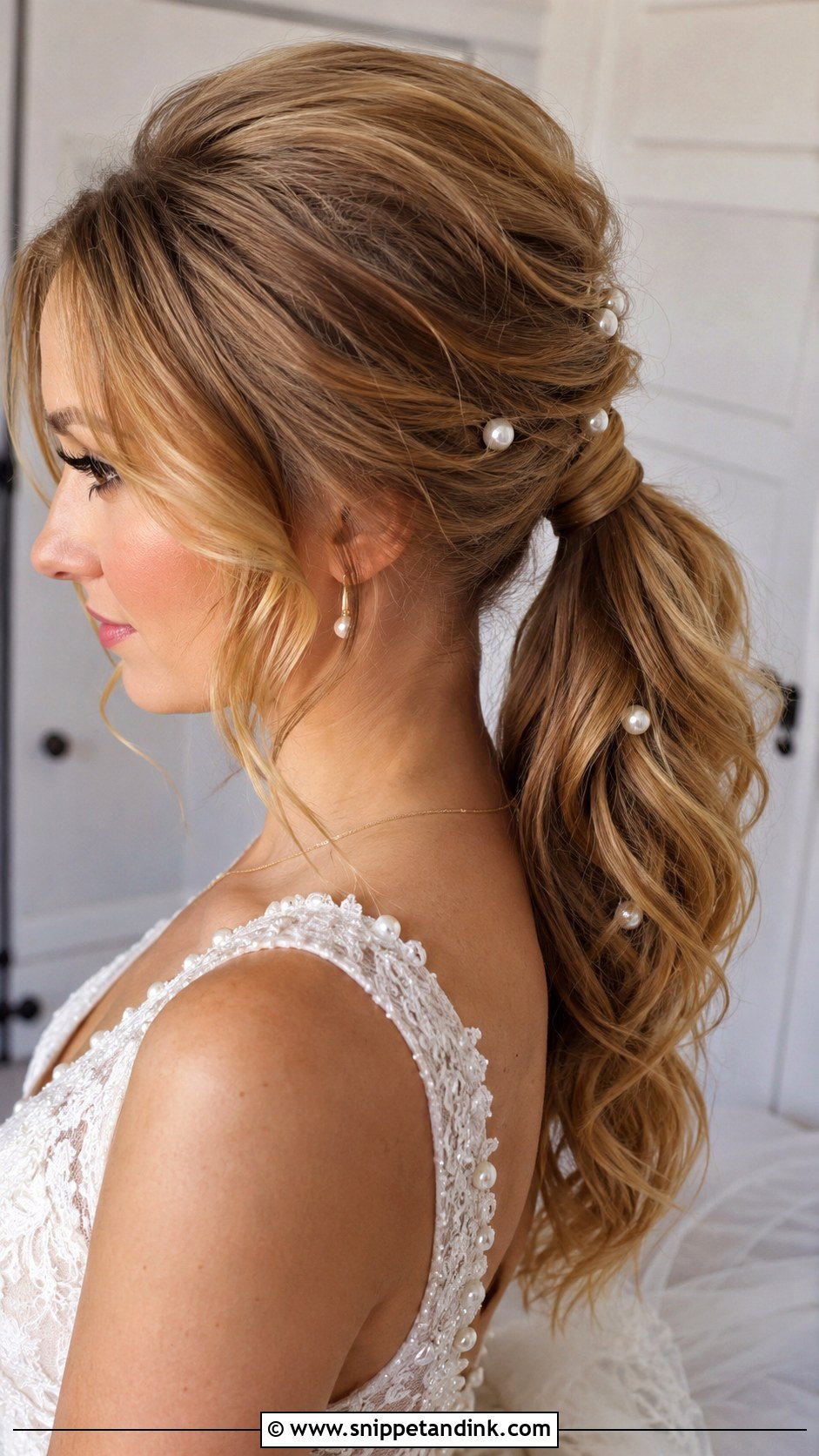 Pearl Party Pony Wedding Hair - Snippet and Ink - 15 Party Pony Wedding Hair Ideas