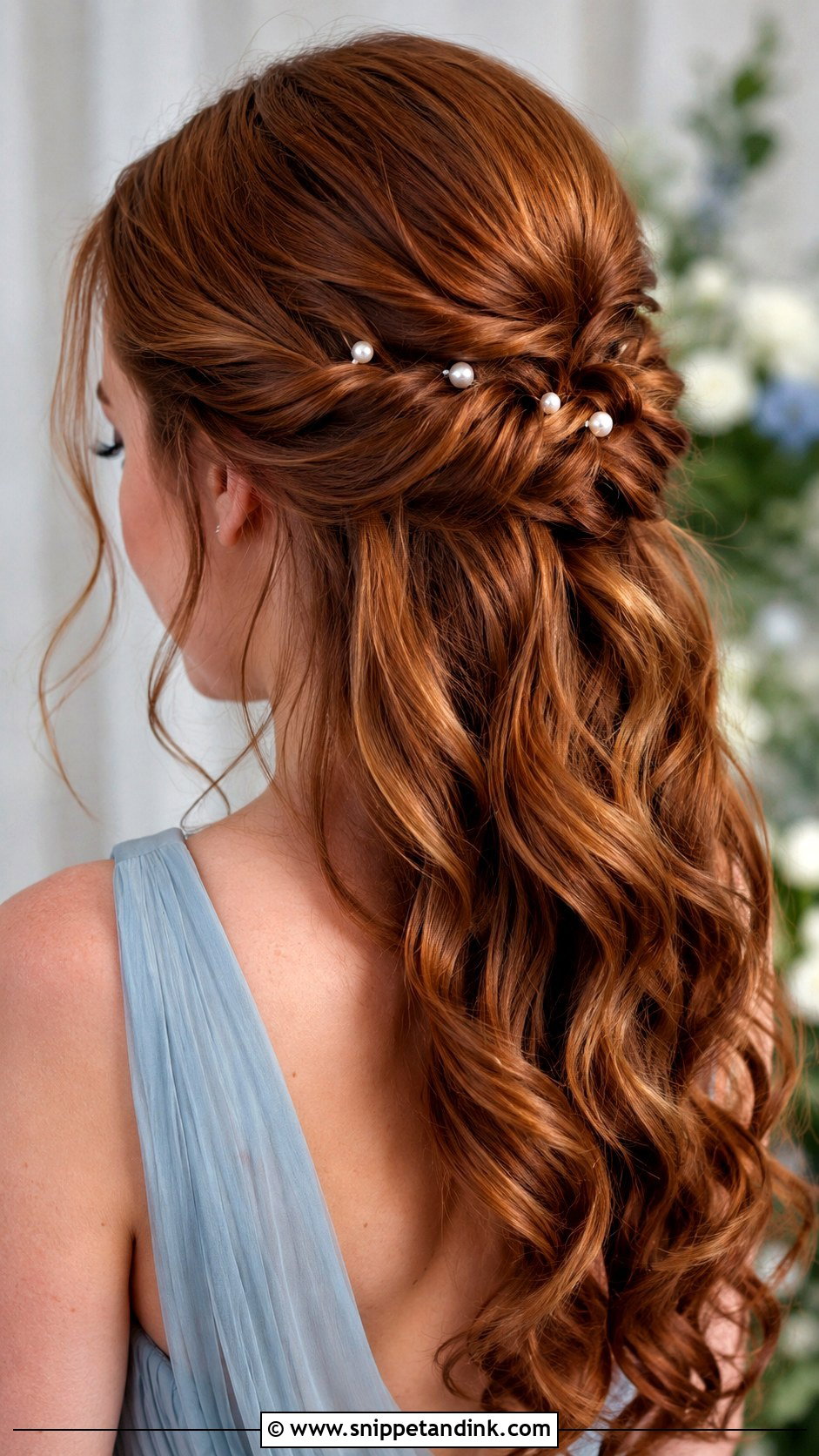 Pearl Pin Bridesmaid Hair - Snippet and Ink - 20 Hair Styles for Long Hair for Wedding Bridesmaid
