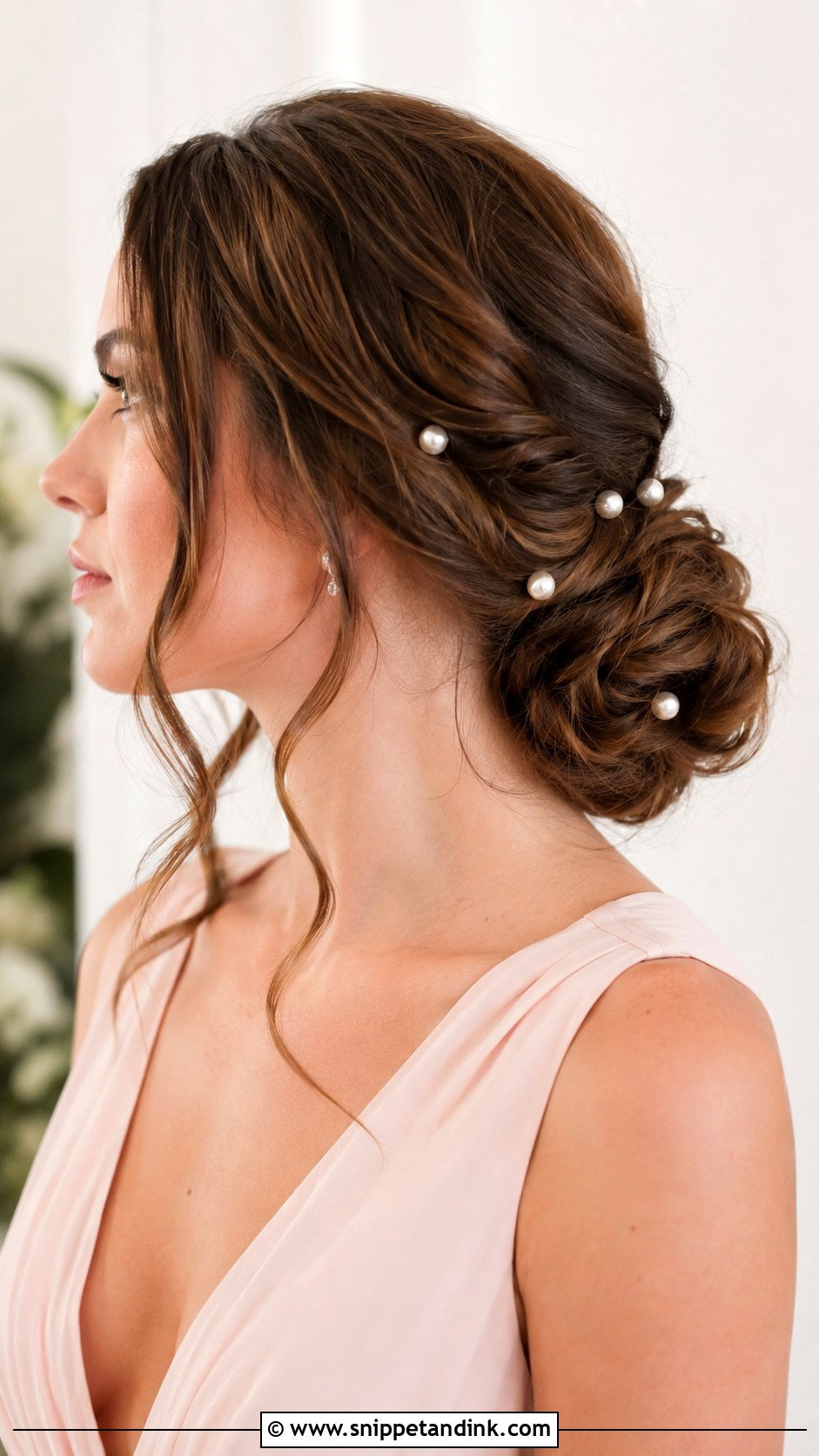 Pearl Pin Bridesmaid Hair - Snippet and Ink - 30 Bridesmaid Hair Styles