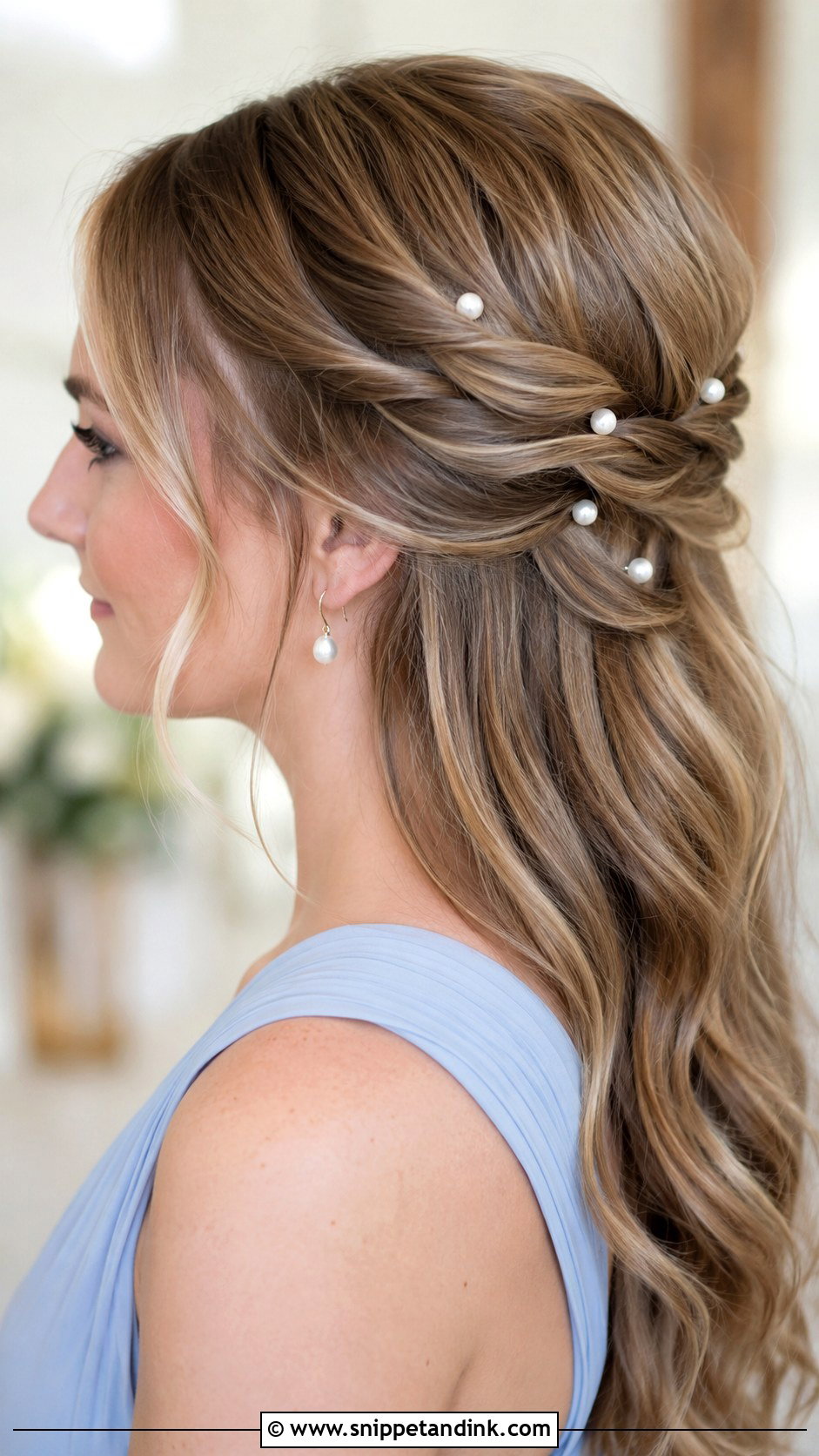 Pearl Pin Bridesmaid Hairstyle For Long Hair - Snippet and Ink - 25 Bridesmaid Hairstyles Long Hair