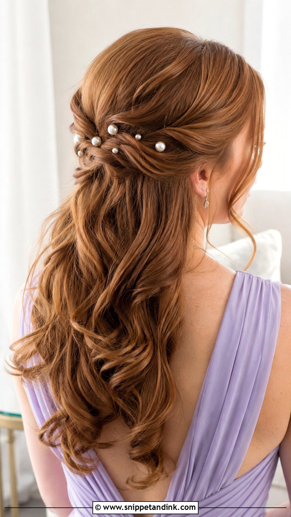Pearl Pin Bridesmaid Hairstyle - Snippet and Ink - 30 Bridesmaid Hairstyles for Long Hair