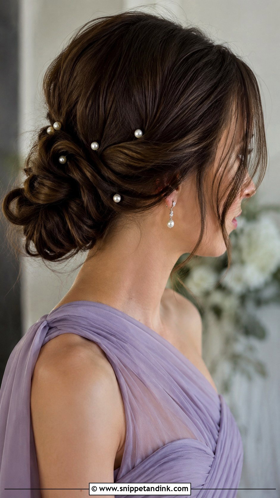 Pearl Pin Bridesmaid Updo - Snippet and Ink - 20 Updo Hair Styles for Bridesmaids