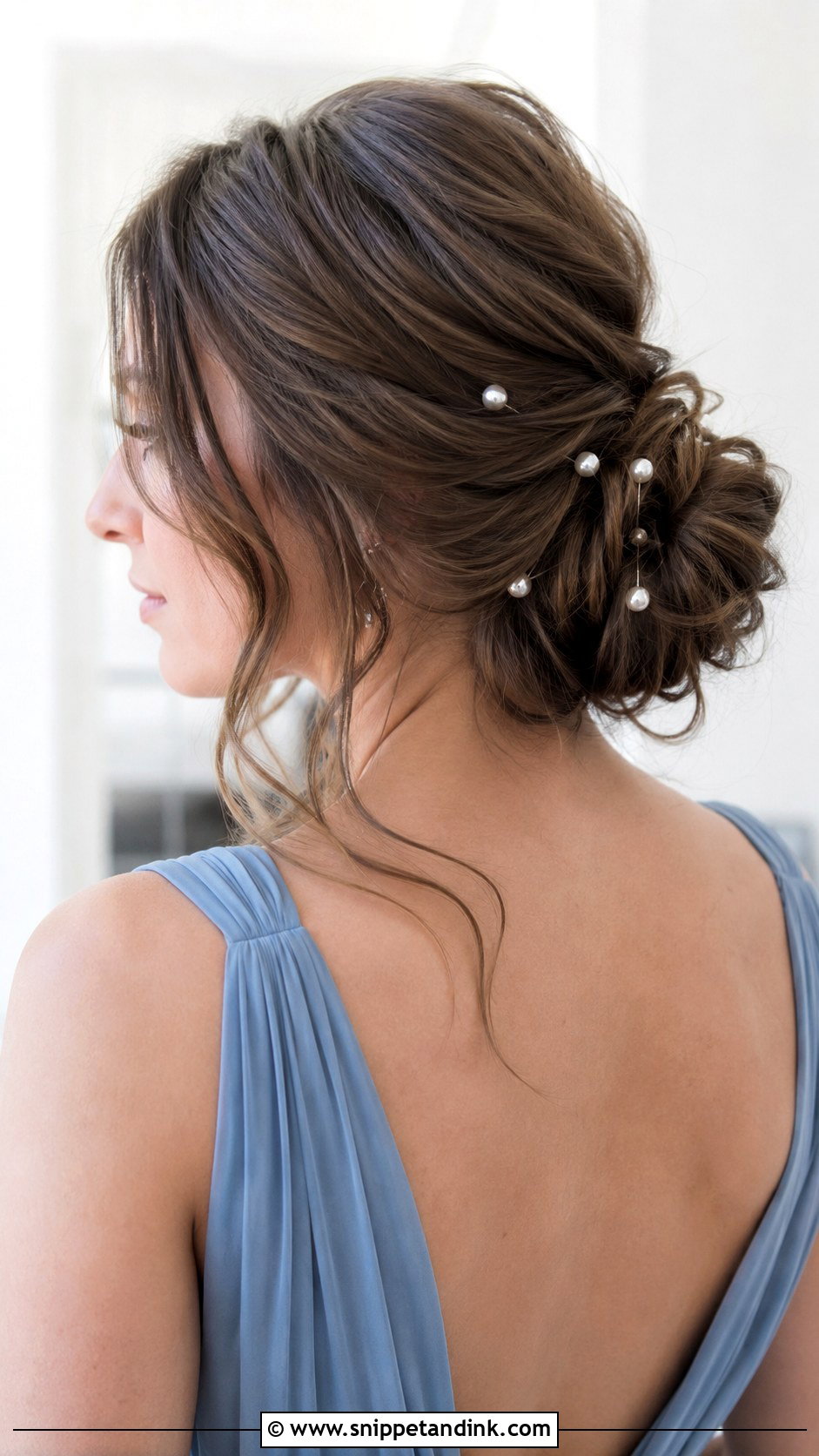 Pearl Pin Bridesmaid Updo For Long Hair - Snippet and Ink - 20 Bridesmaid Hair Updo Long Ideas