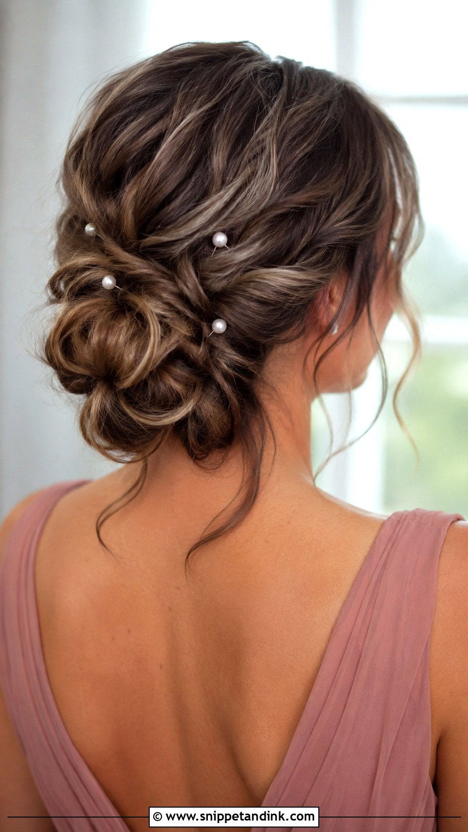Pearl Pin Bridesmaid Updo For Medium Hair - Snippet and Ink - 20 Bridesmaids Updos for Medium Hair