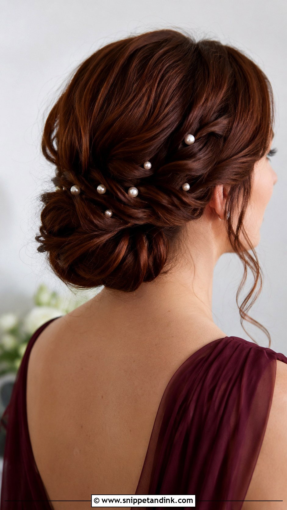 Pearl Pin Bridesmaid Updo For Medium Hair - Snippet and Ink - 20 Bridesmaid Updo Hairstyles Medium