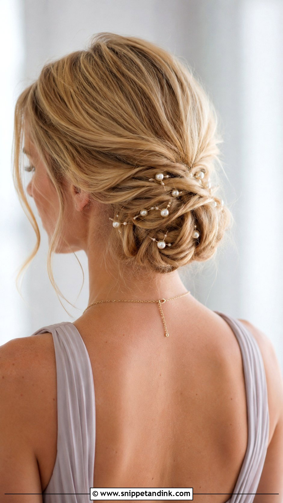 Pearl Pin Bridesmaid Updo - Snippet and Ink - 20 Bridesmaid Updos for Long Hair