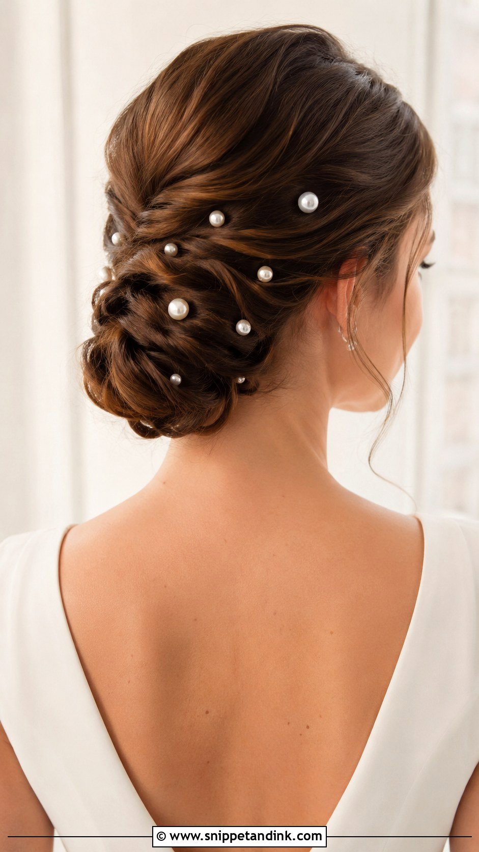 Pearl Pin Wedding Bun - Snippet and Ink - 15 Wedding Bun with Pearls Ideas