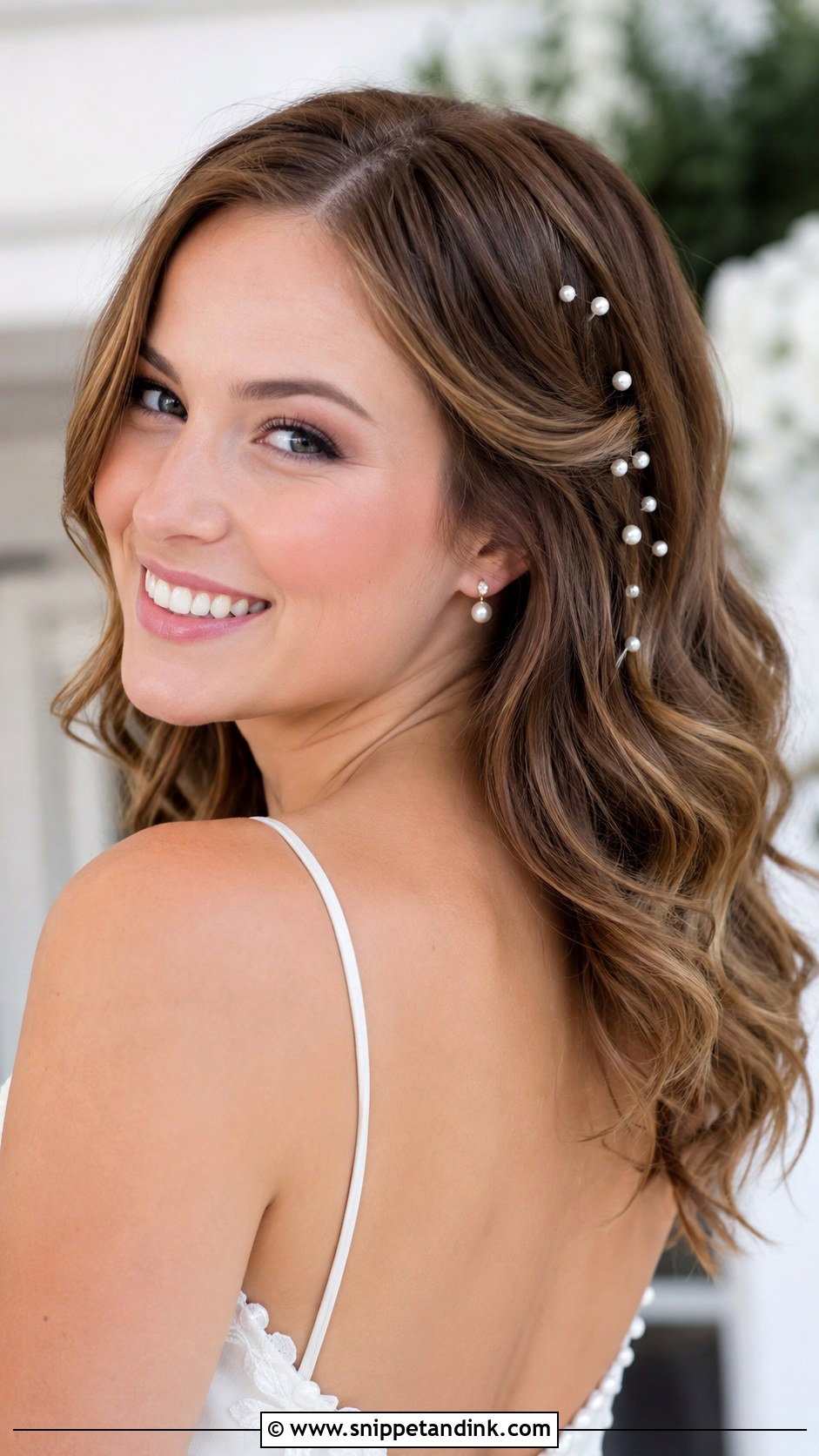 Pearl Pin Wedding Hair Down Medium Length - Snippet and Ink - 15 Wedding Hairstyles Down Medium Length