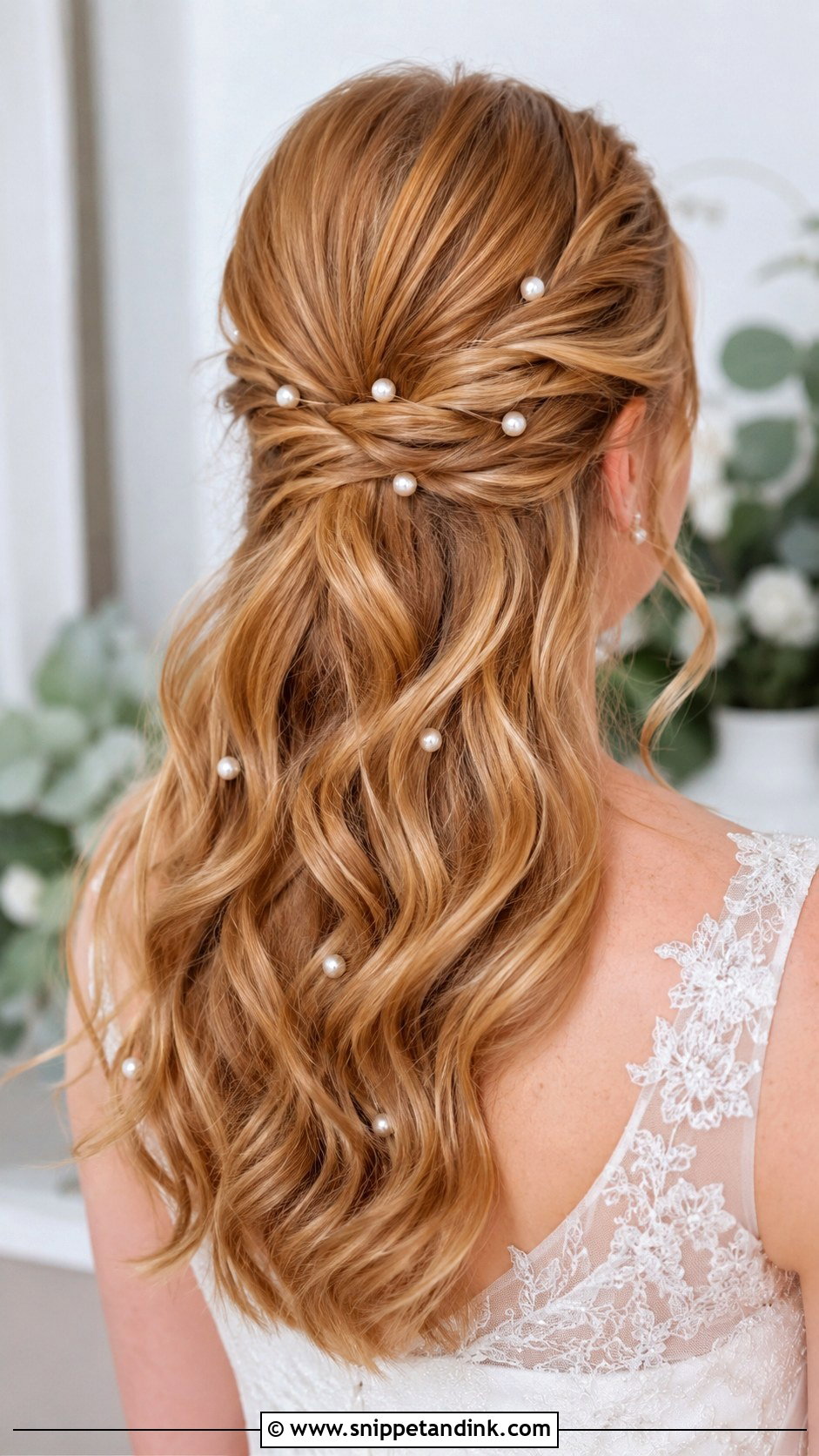 Pearl Pin Wedding Hair For Long Hair - Snippet and Ink - 20 Hairdo for Long Hair Wedding Ideas