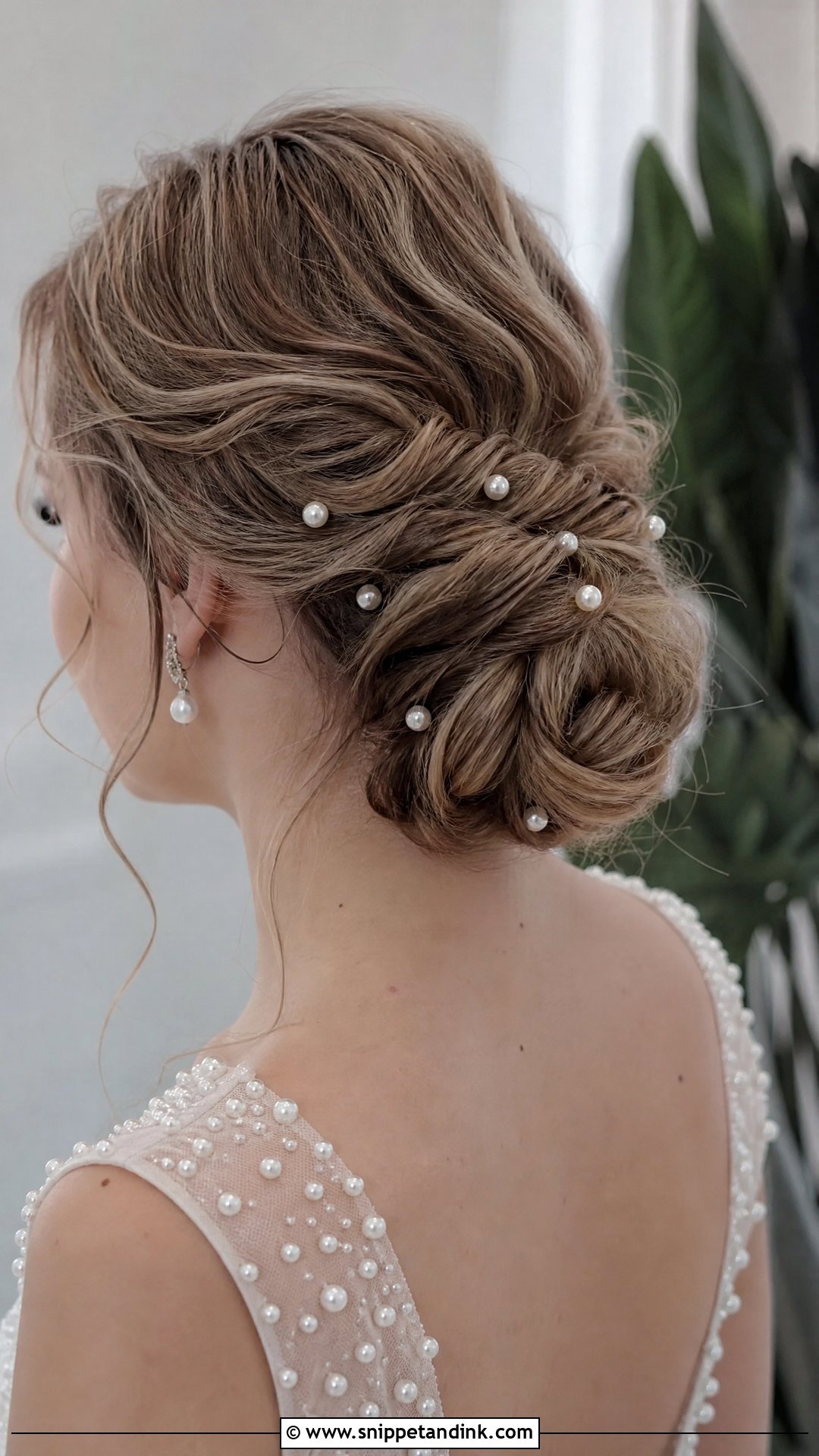 Pearl Pin Wedding Hairstyle For Medium Hair - Snippet and Ink - 20 Mid Length Hairstyles for Wedding