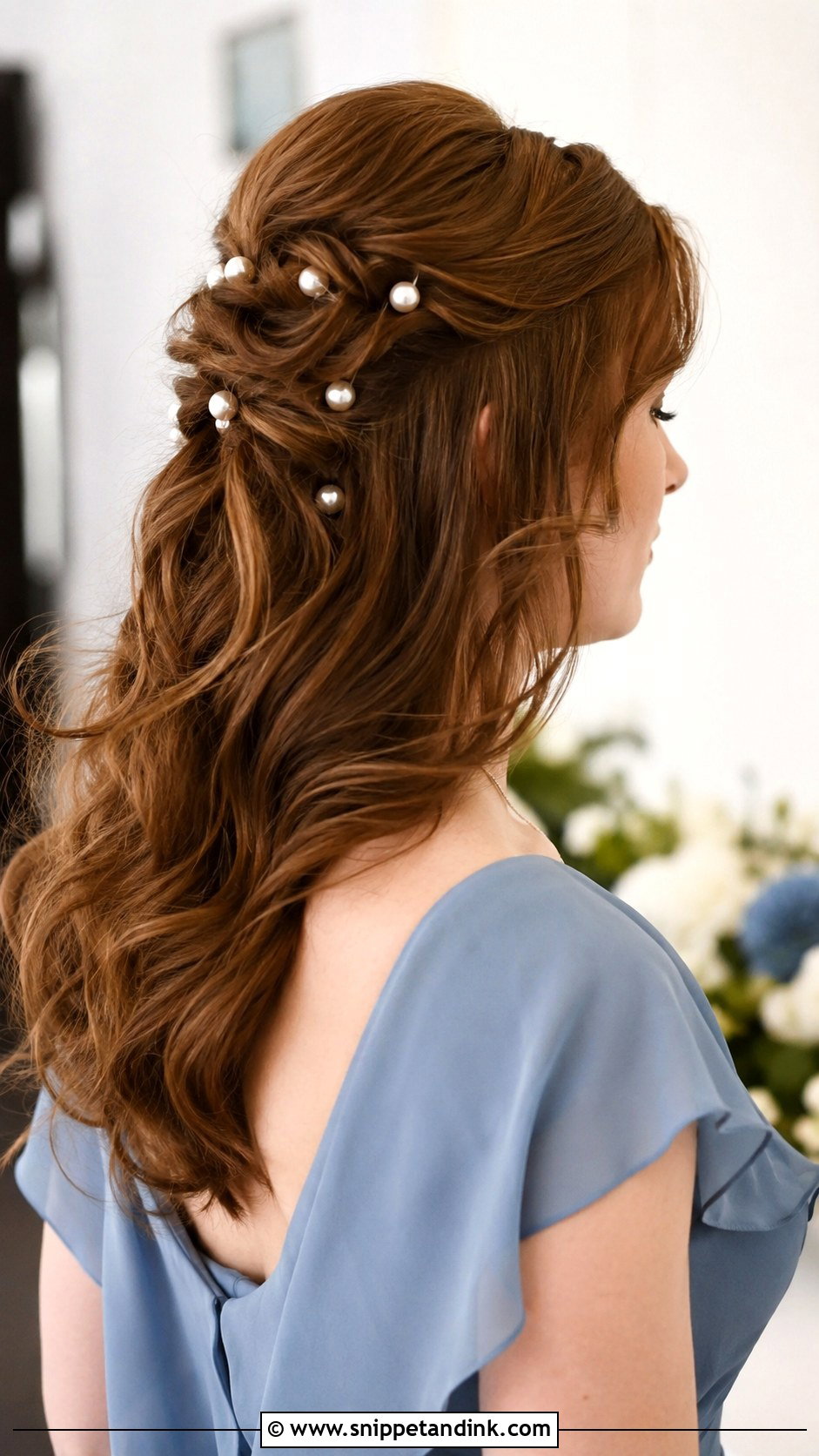 Pearl Pin Wedding Hairstyle - Snippet and Ink - 30 Wedding Hairstyles for Bridesmaids