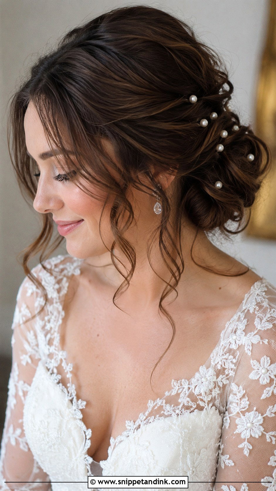 Pearl Pin Wedding Updo For Long Hair - Snippet and Ink - 15 Up Do for Long Hair Wedding Ideas