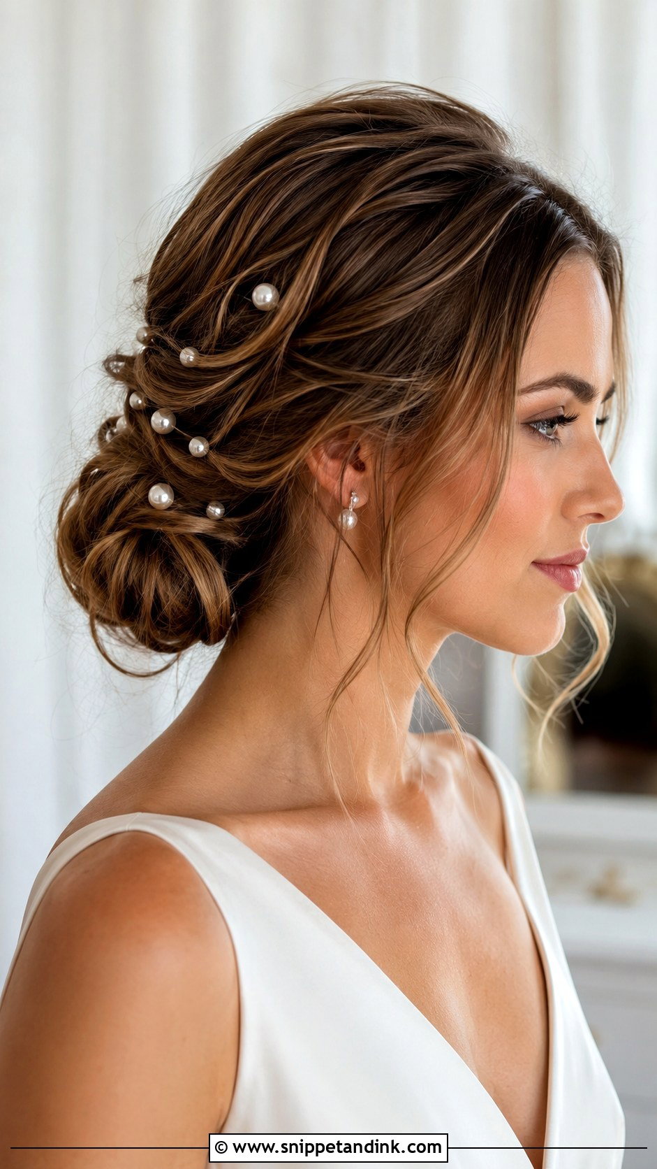 Pearl Pin Wedding Updo For Medium Hair - Snippet and Ink - 15 Medium Length Hair Updos Wedding